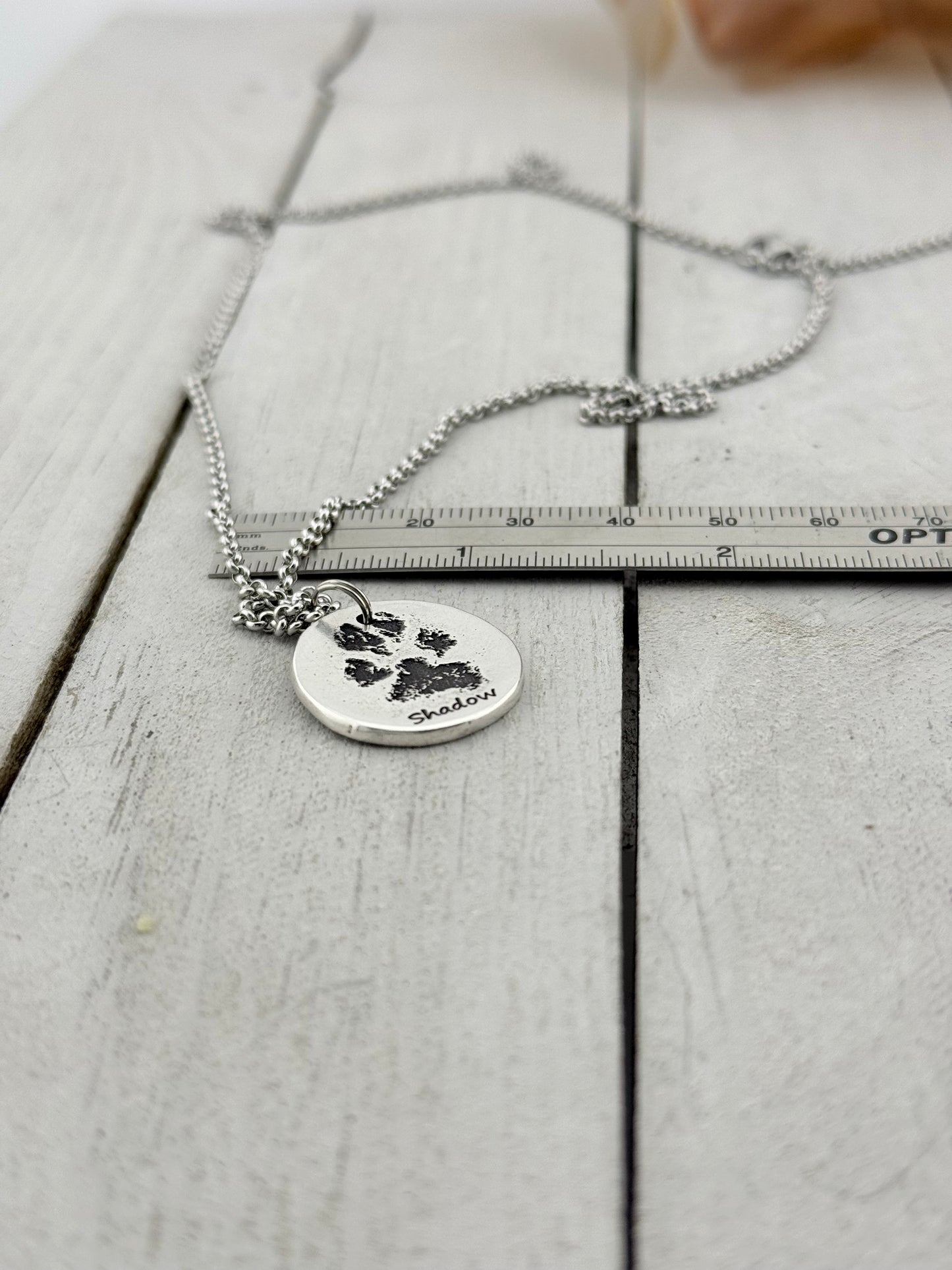 Real Paw Print Charm Necklace in Sterling Silver