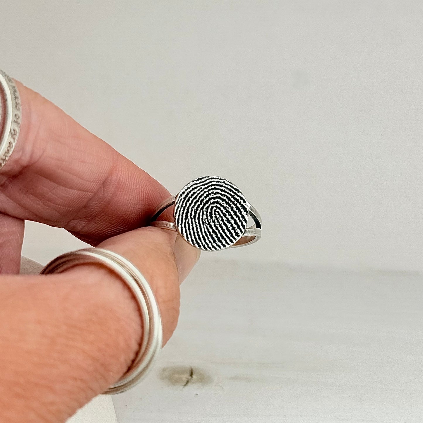 Pure Silver Memorial Fingerprint Ring