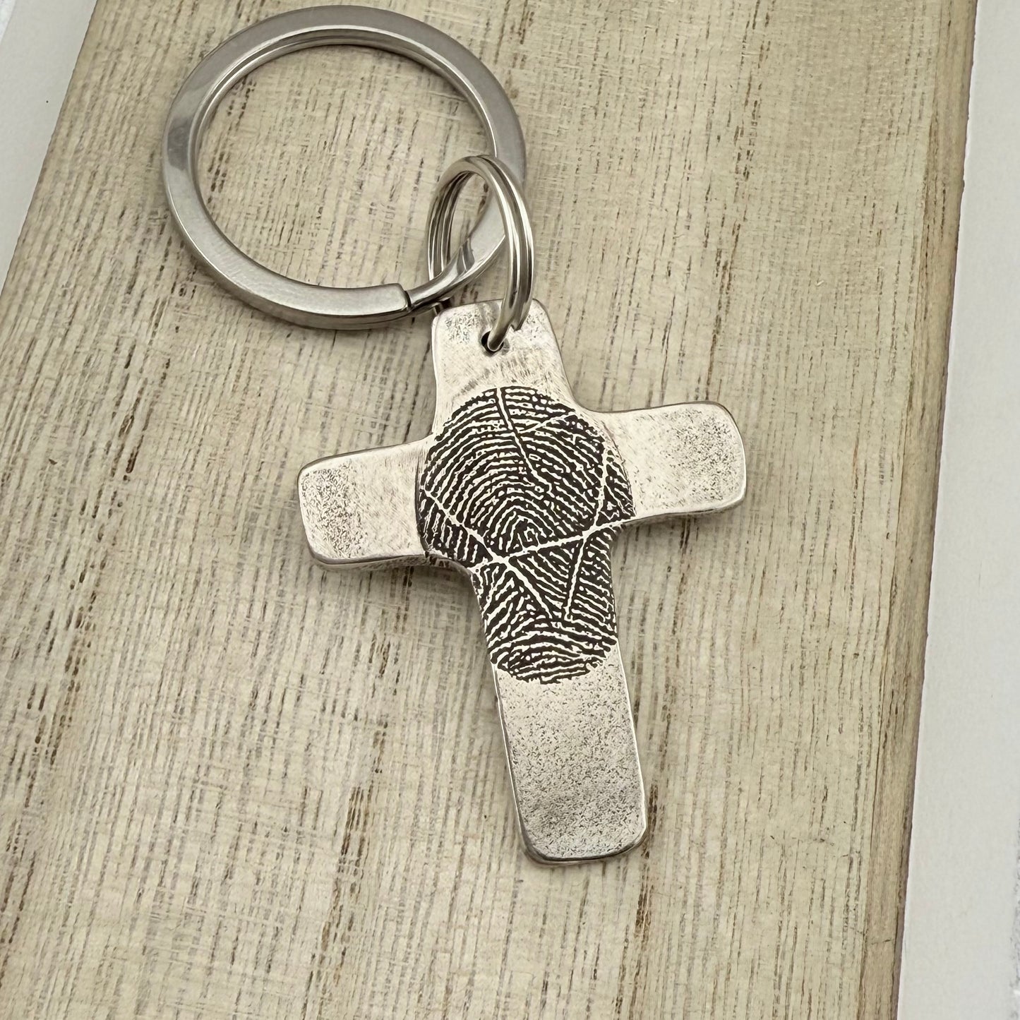 Fingerprint Cross Keychain