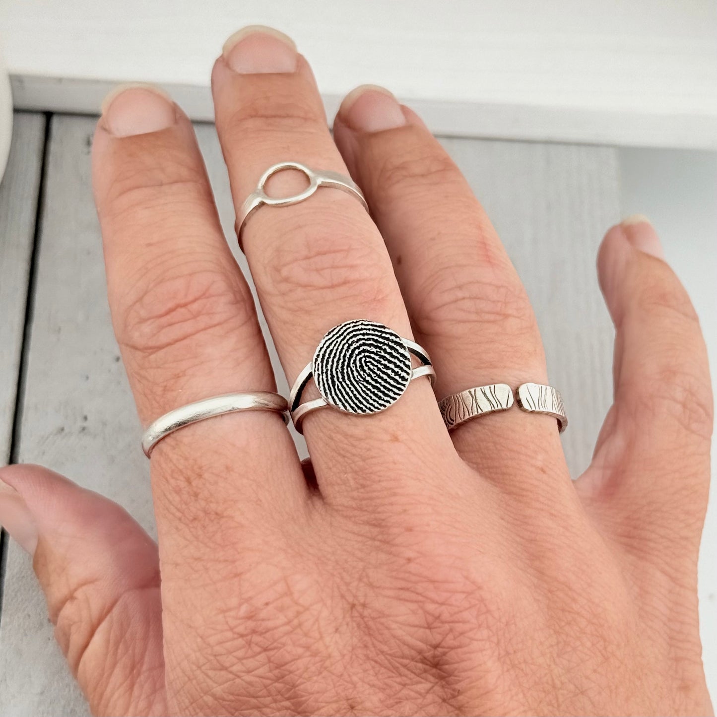 Pure Silver Memorial Fingerprint Ring