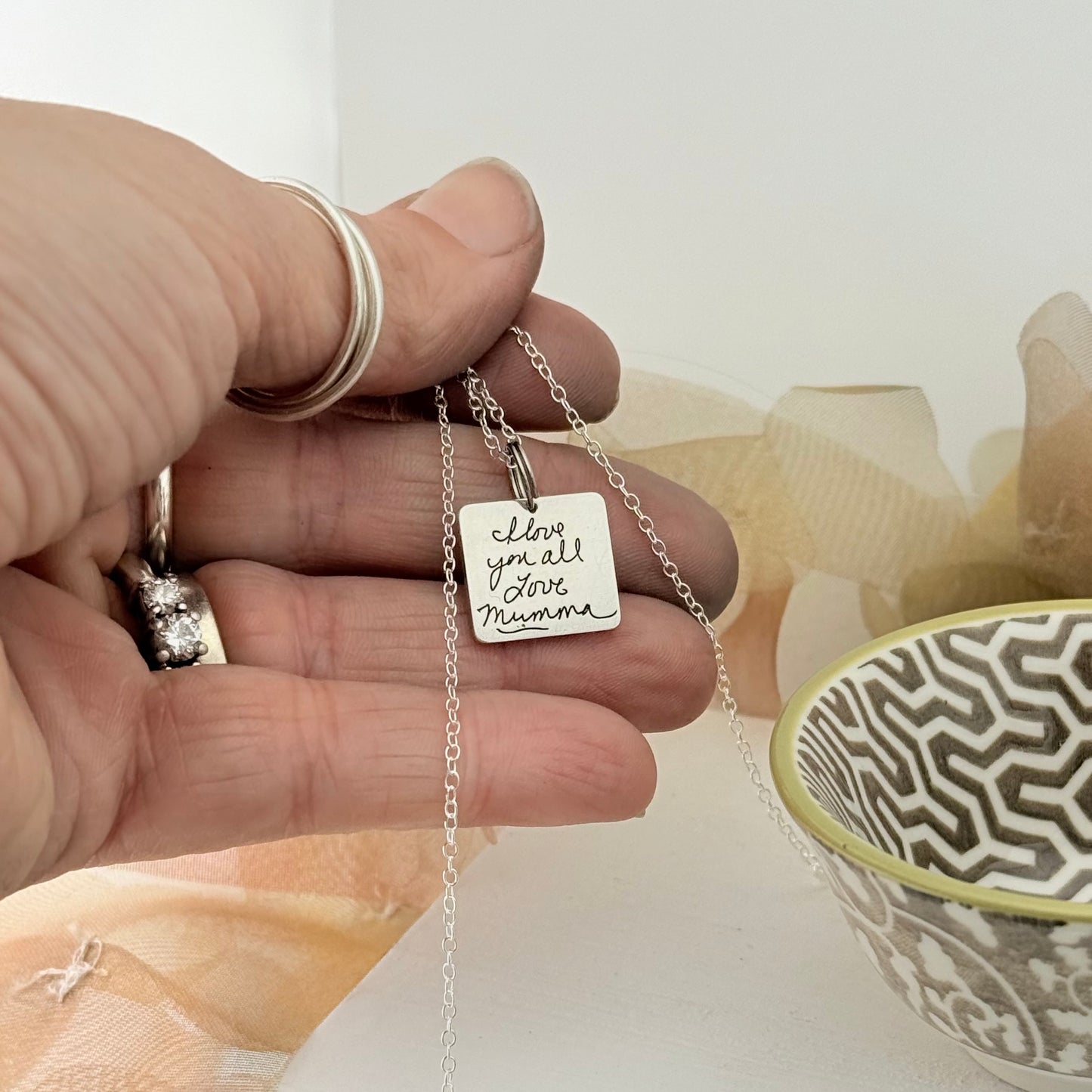 Square Handwriting charm