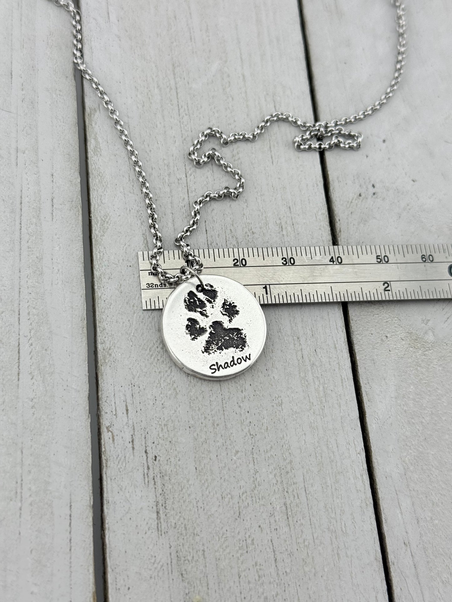Real Paw Print Charm Necklace in Sterling Silver