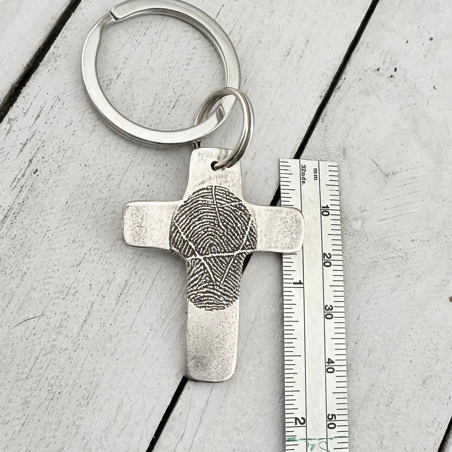Fingerprint Cross Keychain