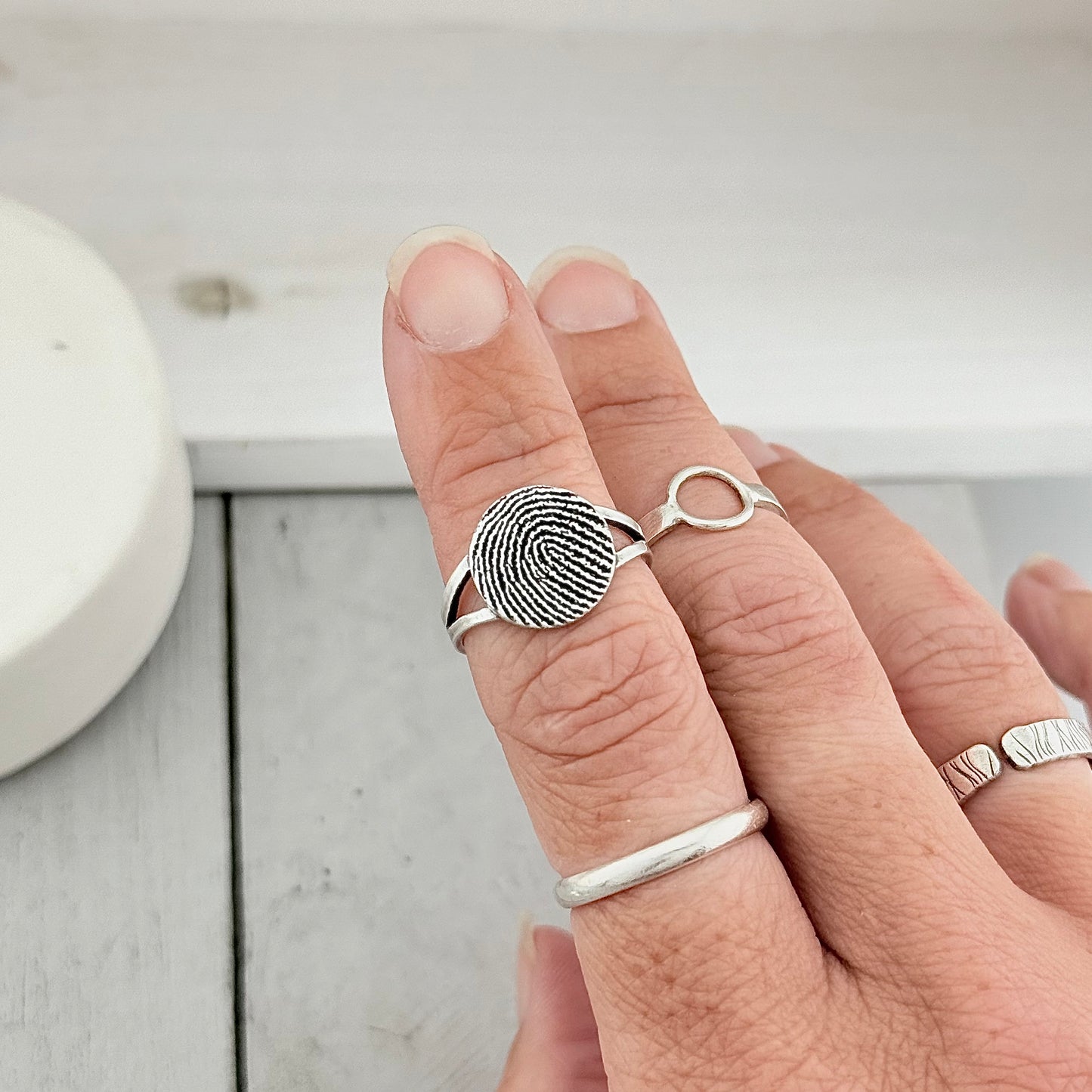 Pure Silver Memorial Fingerprint Ring