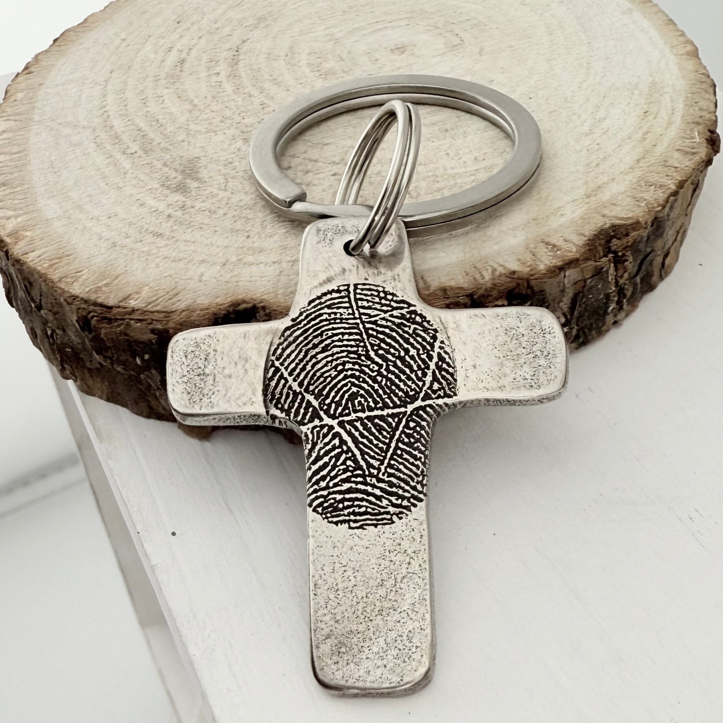 Fingerprint Cross Keychain