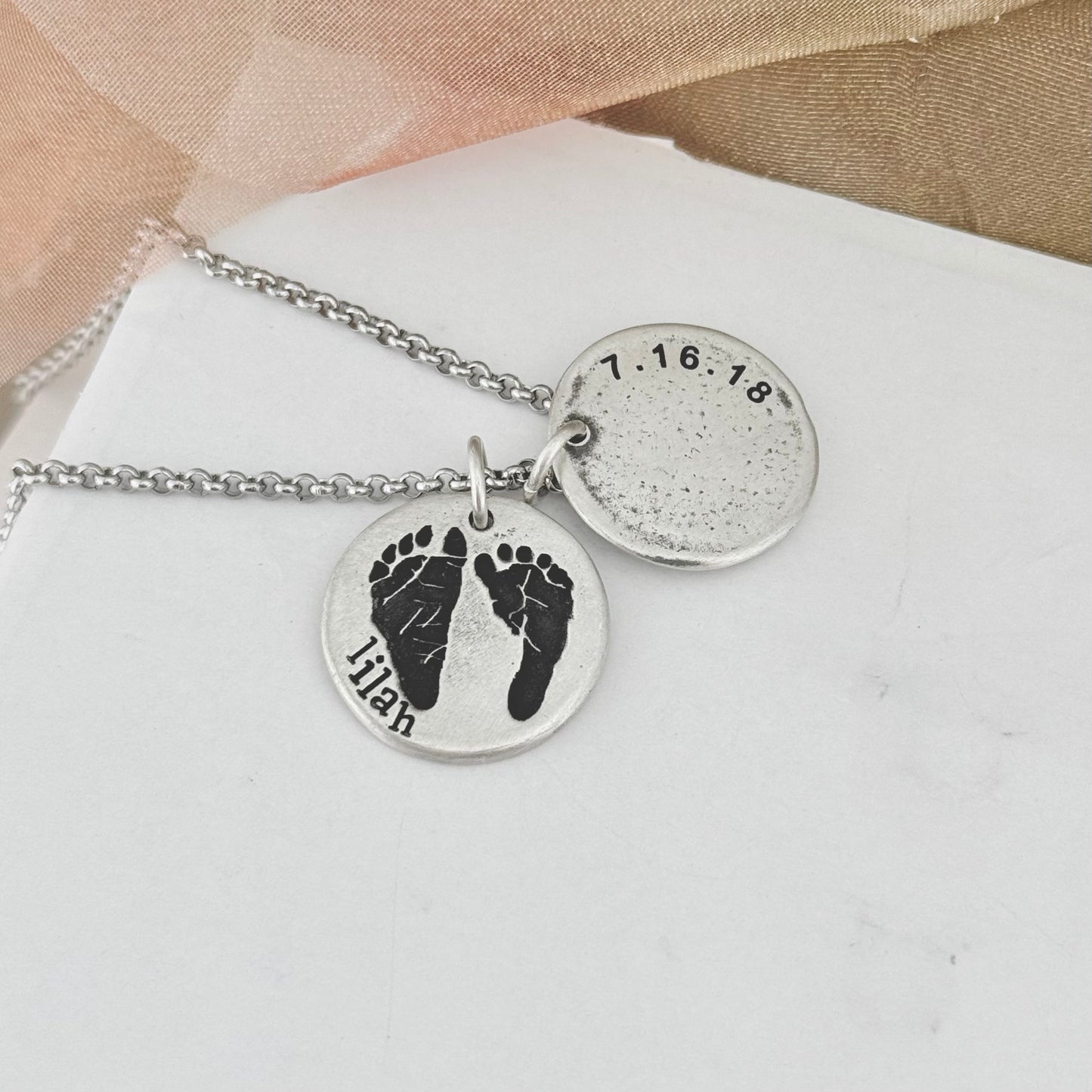 Footprint Charm in Solid Sterling Silver