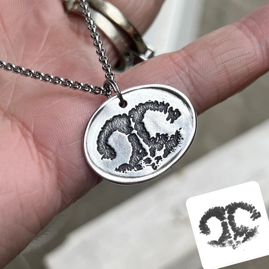 Dog Nose Charm, Real Animal Nose Charm Necklace in Sterling Silver, Oval Shape