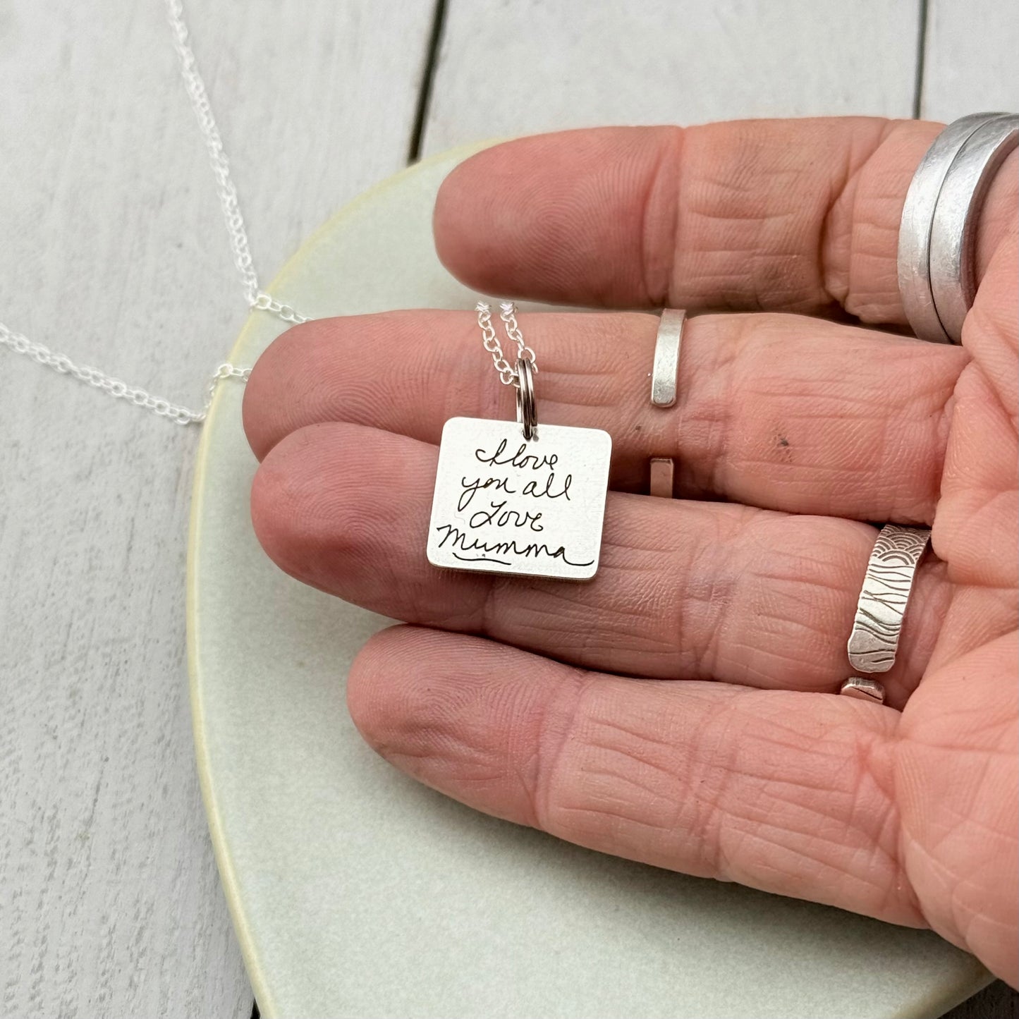 Square Handwriting charm