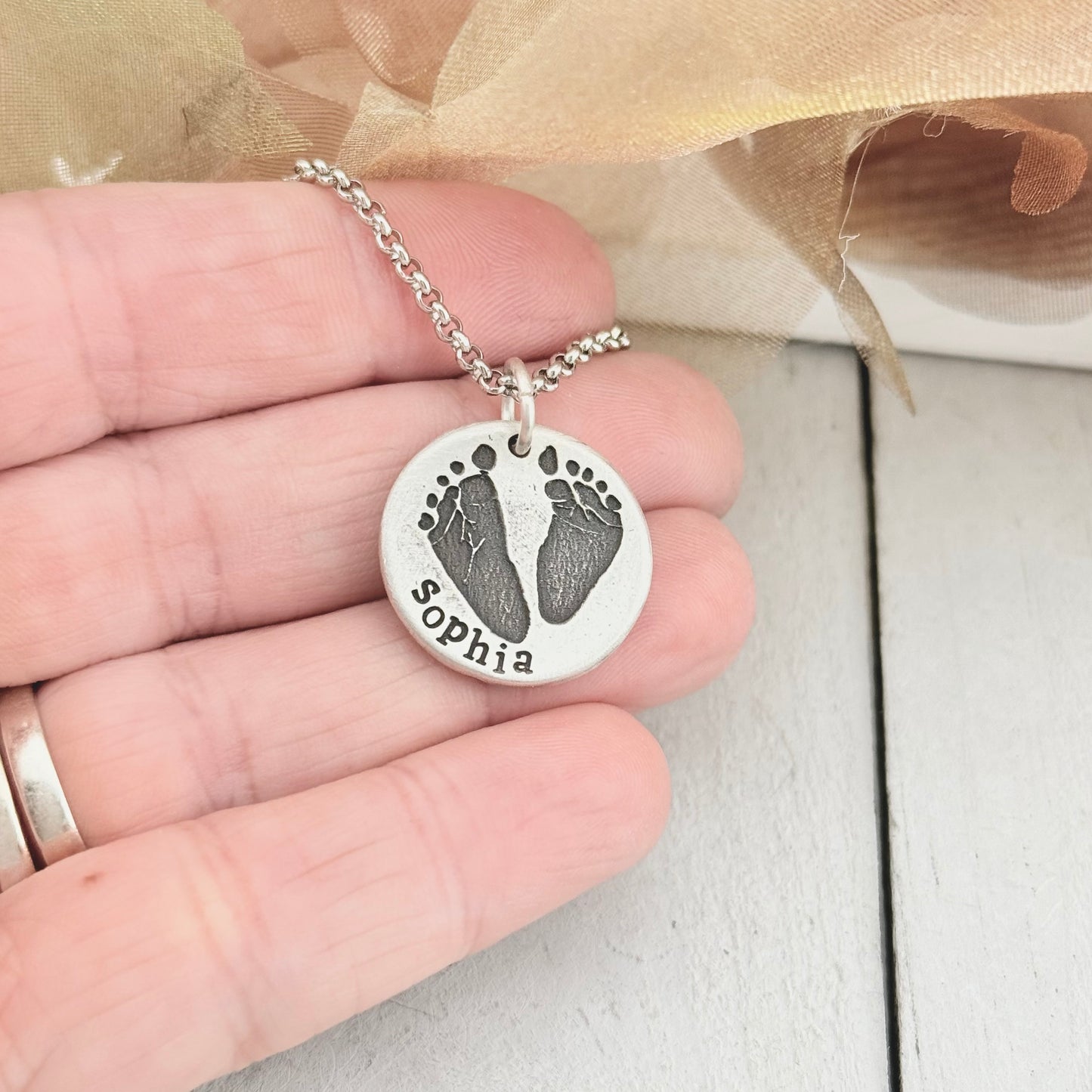 Footprint Charm in Solid Sterling Silver
