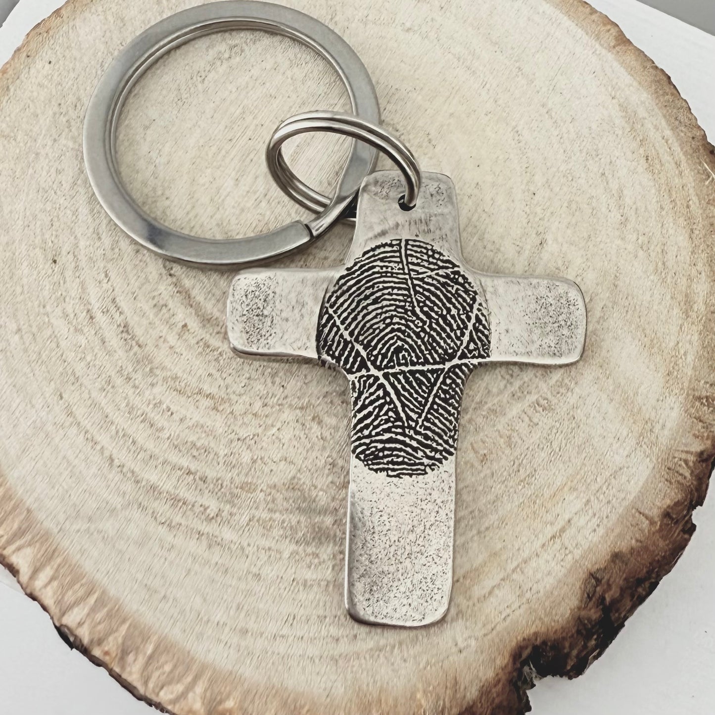 Fingerprint Cross Keychain