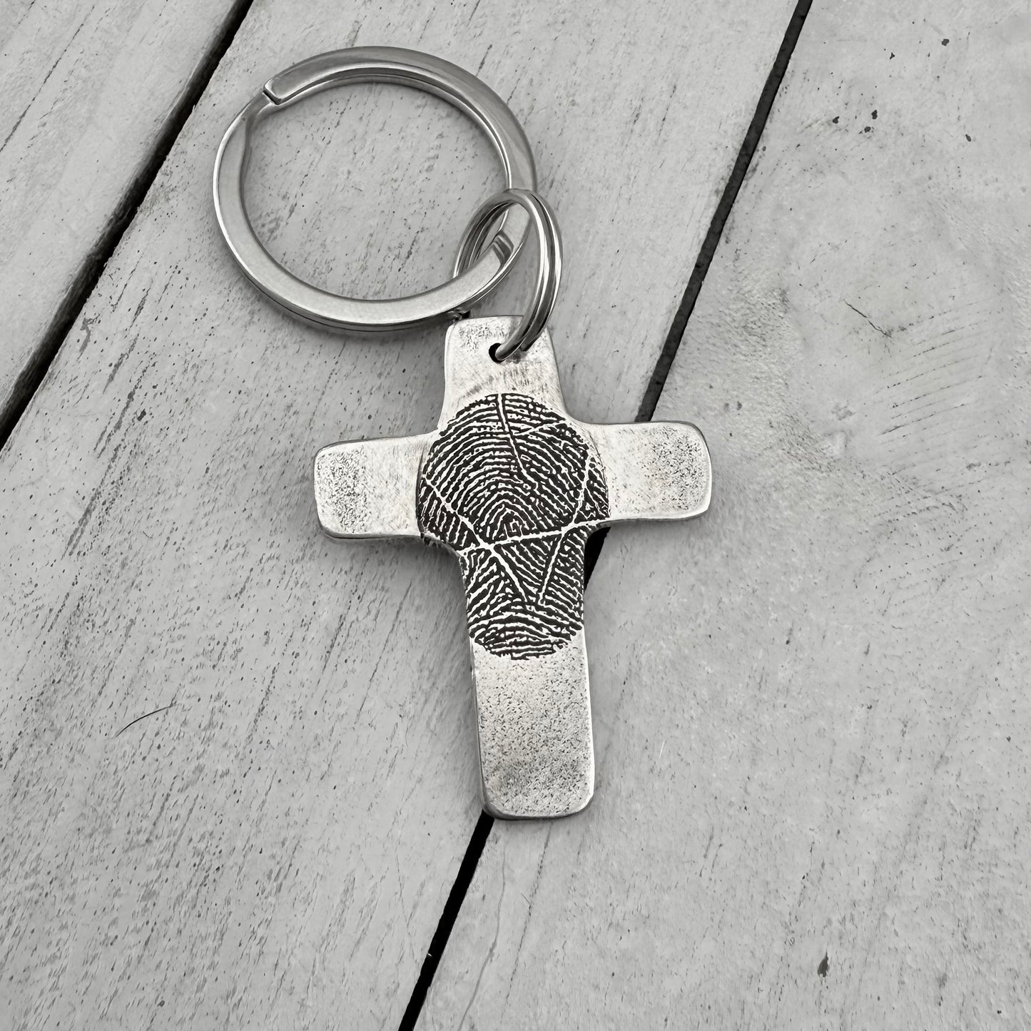 Fingerprint Cross Keychain