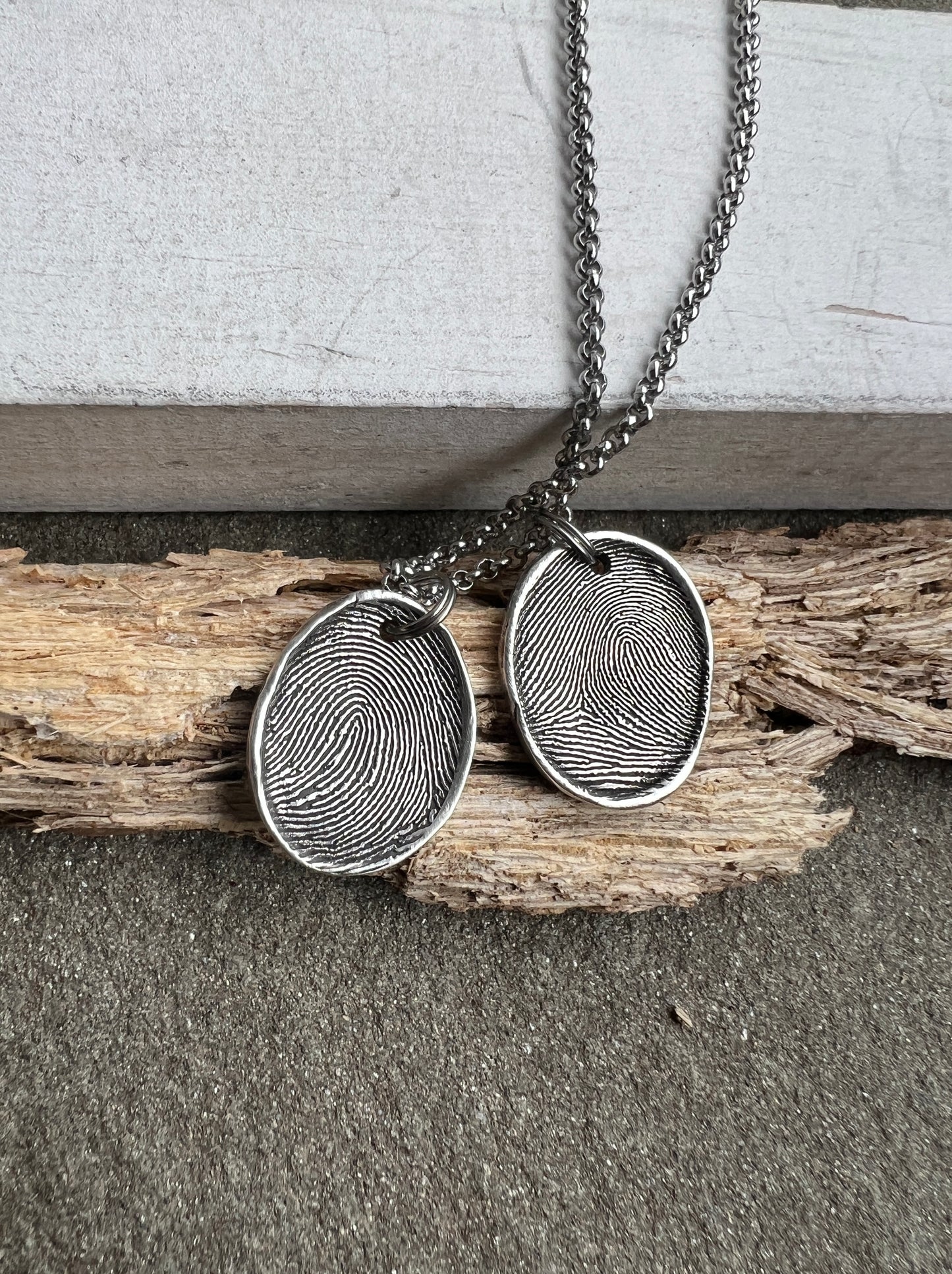 Fingerprint Charm in Sterling Silver with the Option for Handwriting on the Back