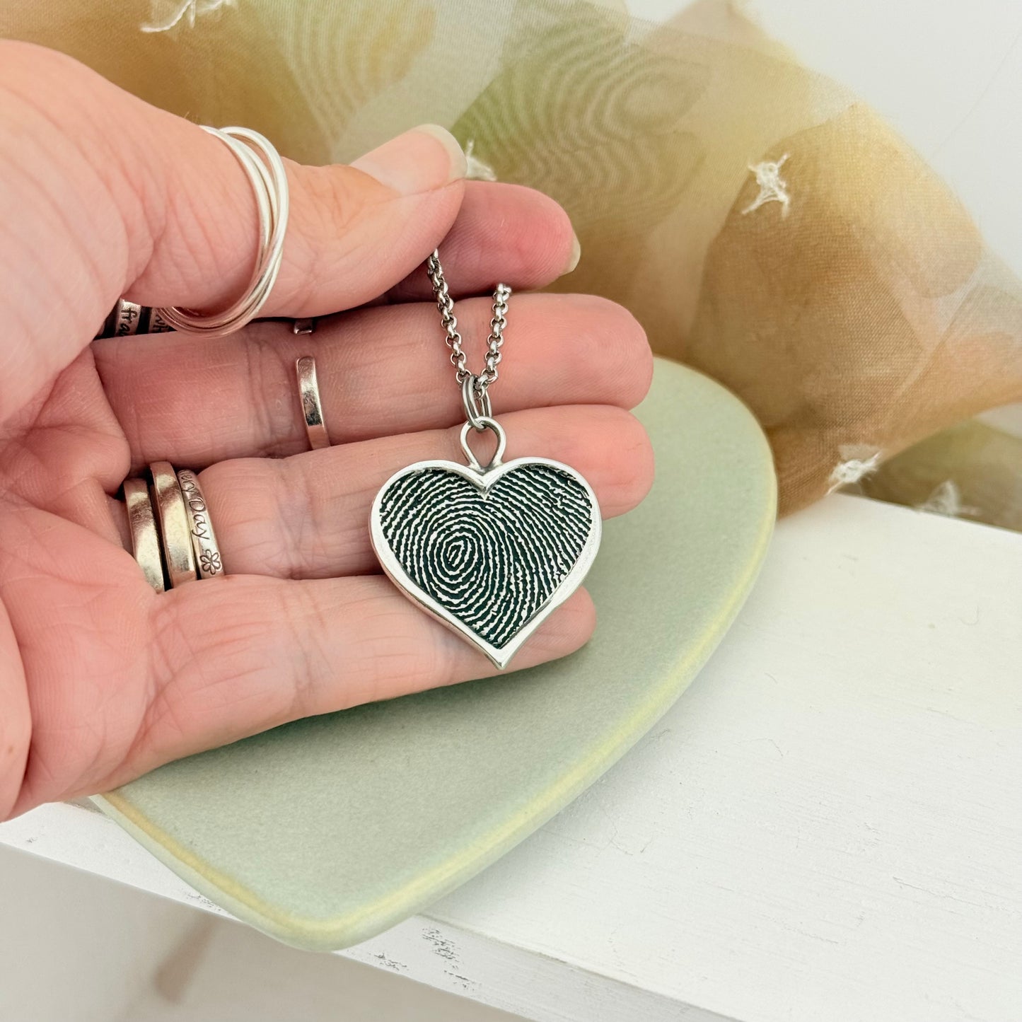Heart Shaped Fingerprint Charm