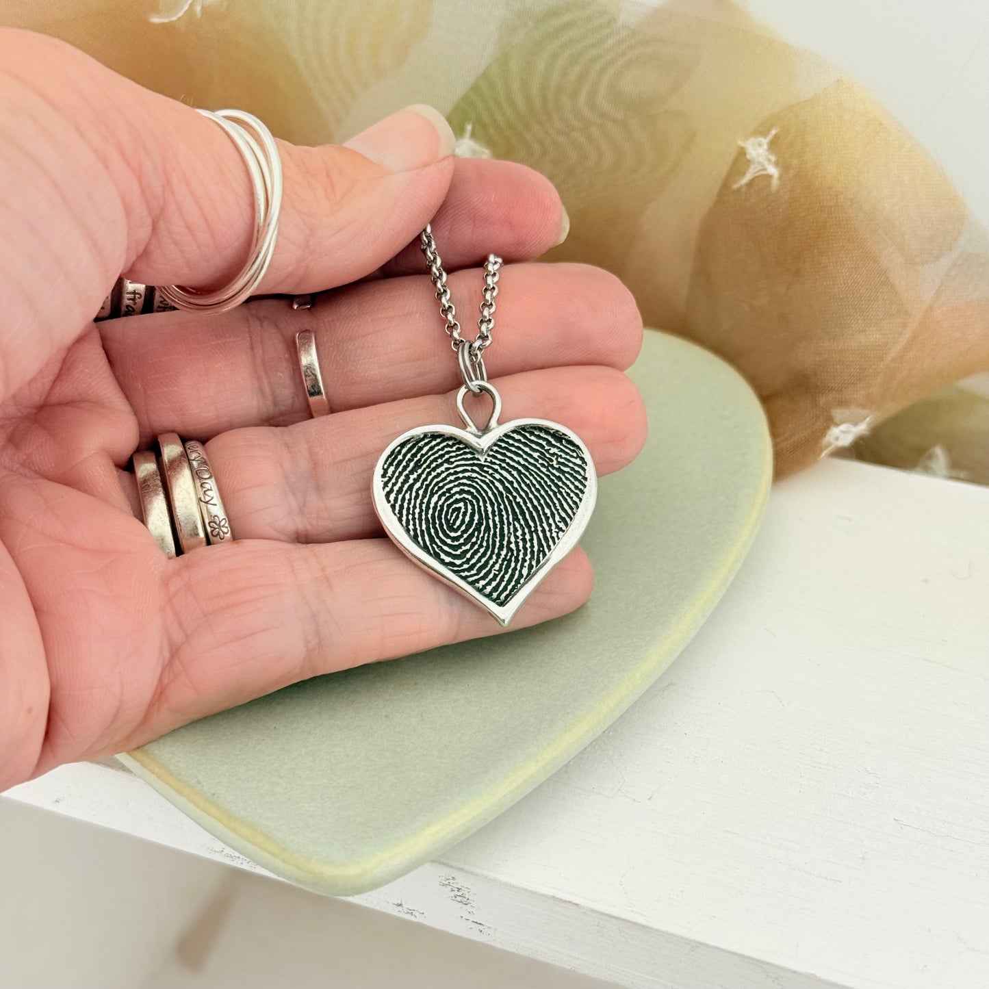 Heart Shaped Fingerprint Charm
