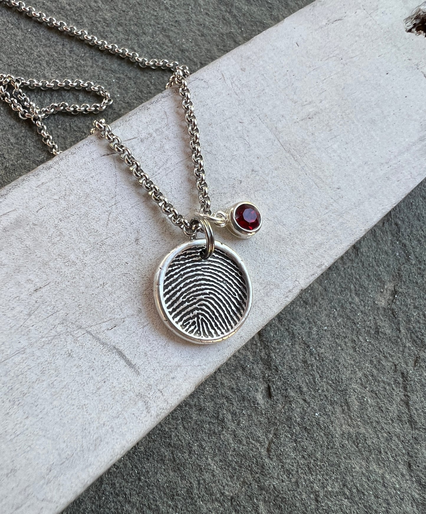Fingerprint Charm, Engraved in Solid Silver