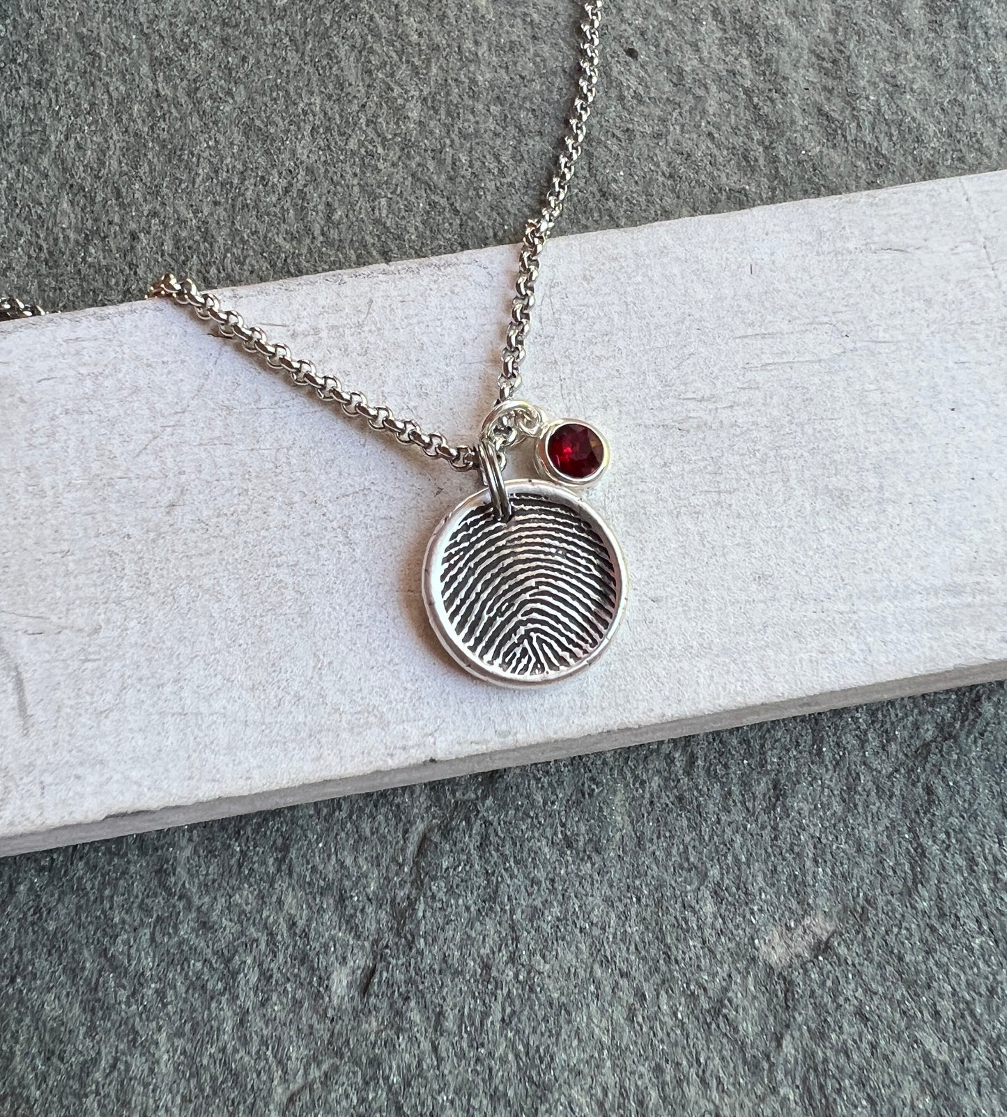 Fingerprint Charm, Engraved in Solid Silver