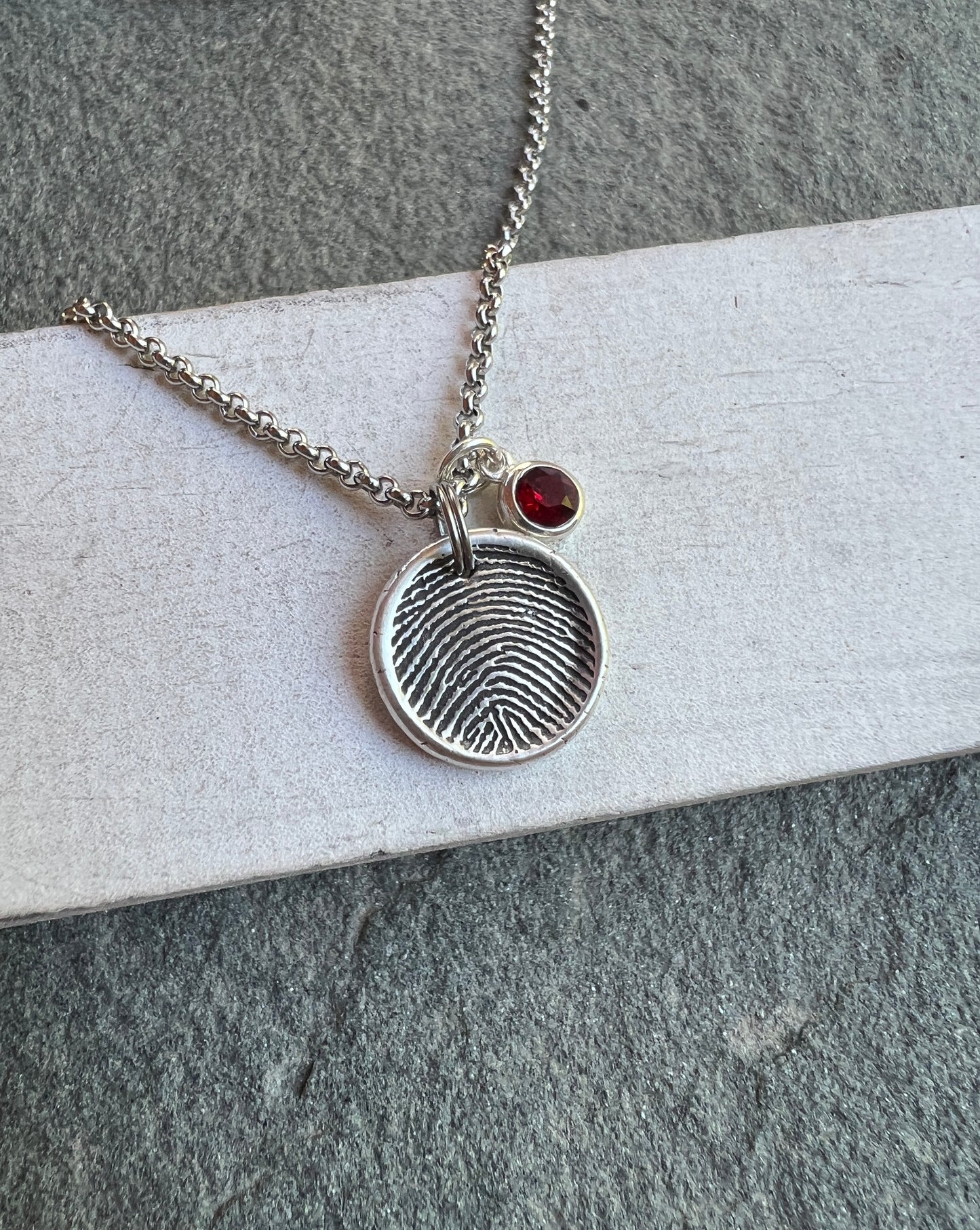 Fingerprint Charm, Engraved in Solid Silver