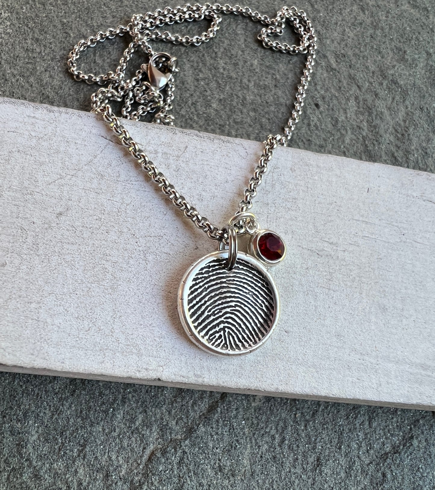 Fingerprint Charm, Engraved in Solid Silver