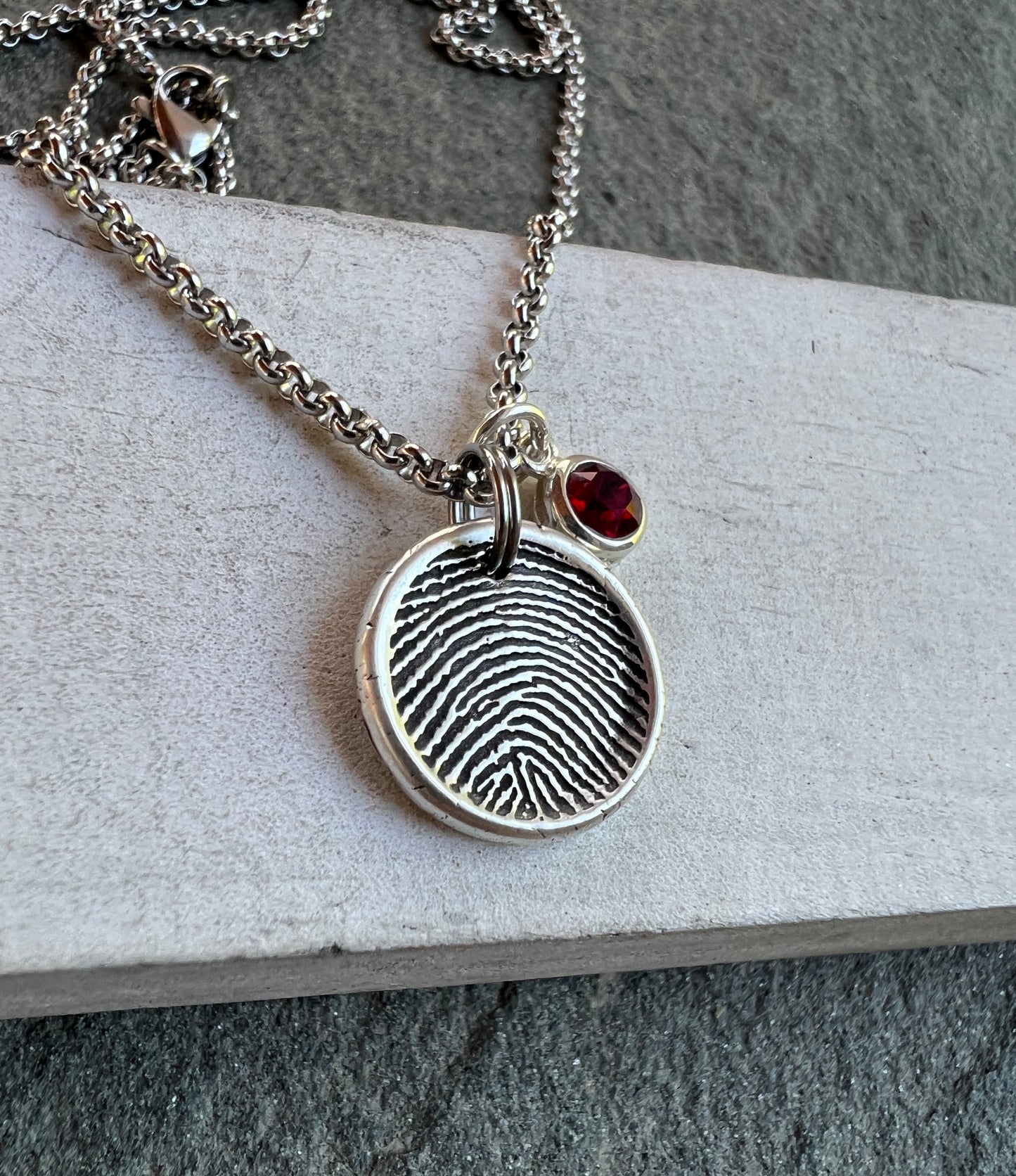 Fingerprint Charm, Engraved in Solid Silver