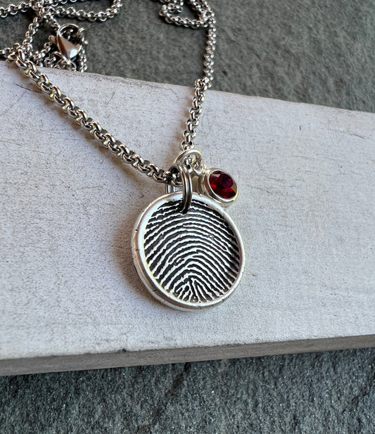 Fingerprint Charm, Engraved in Solid Silver