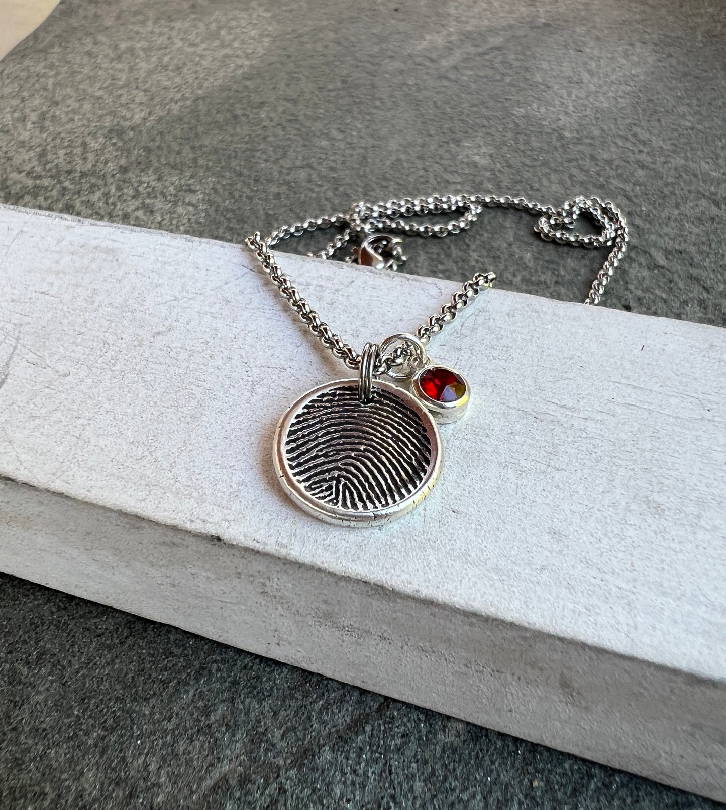 Fingerprint Charm, Engraved in Solid Silver
