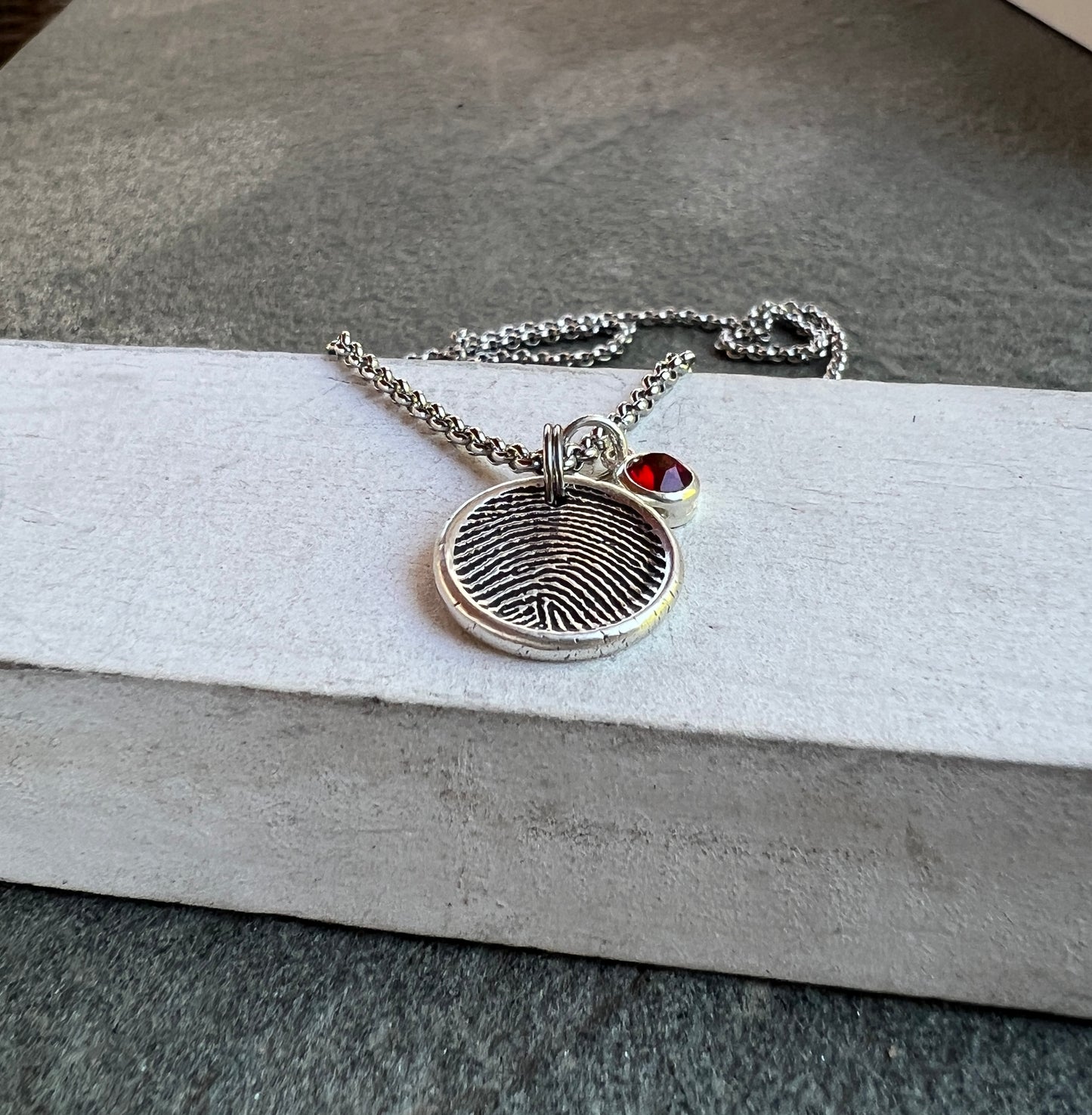 Fingerprint Charm, Engraved in Solid Silver