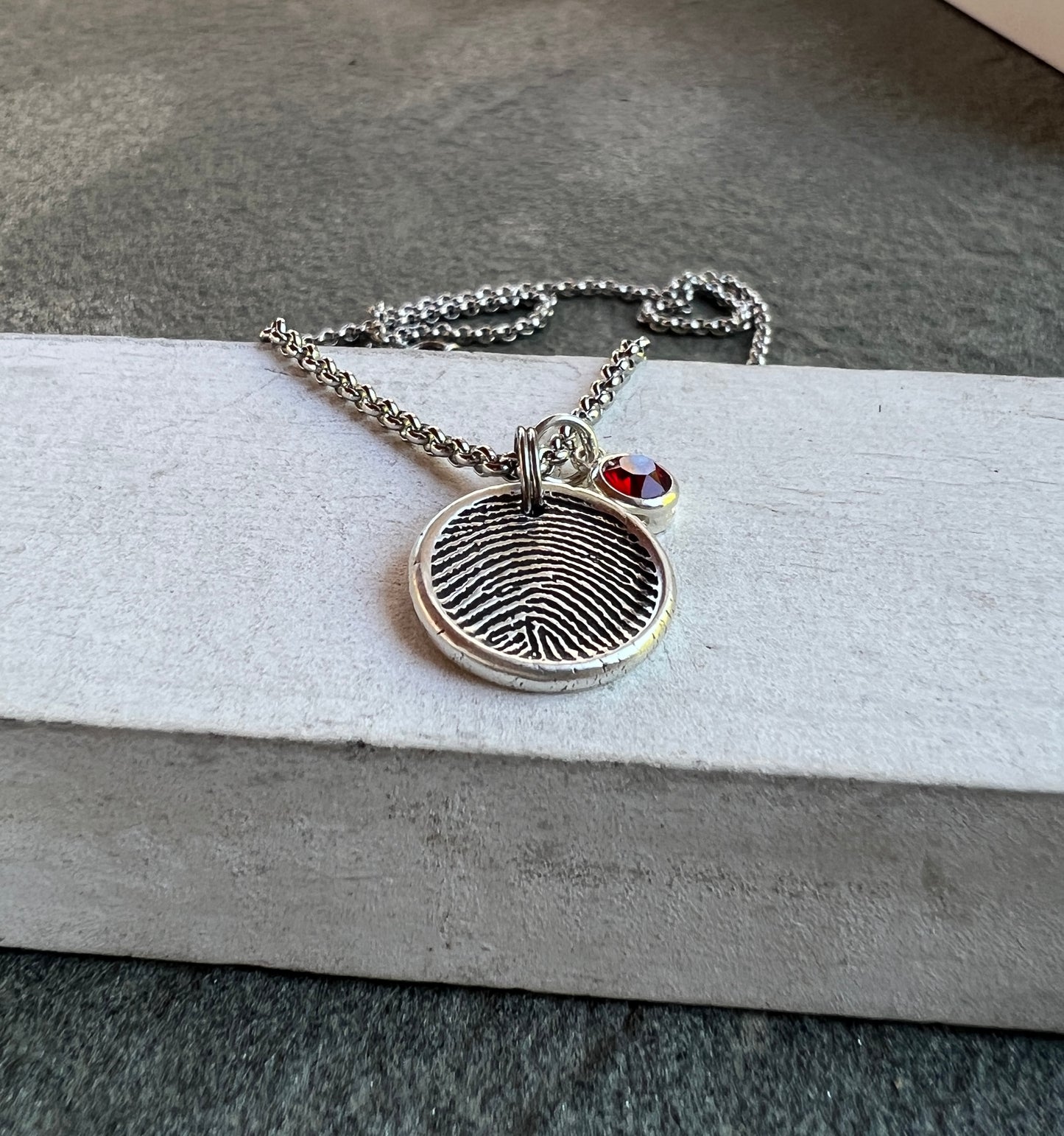 Fingerprint Charm, Engraved in Solid Silver