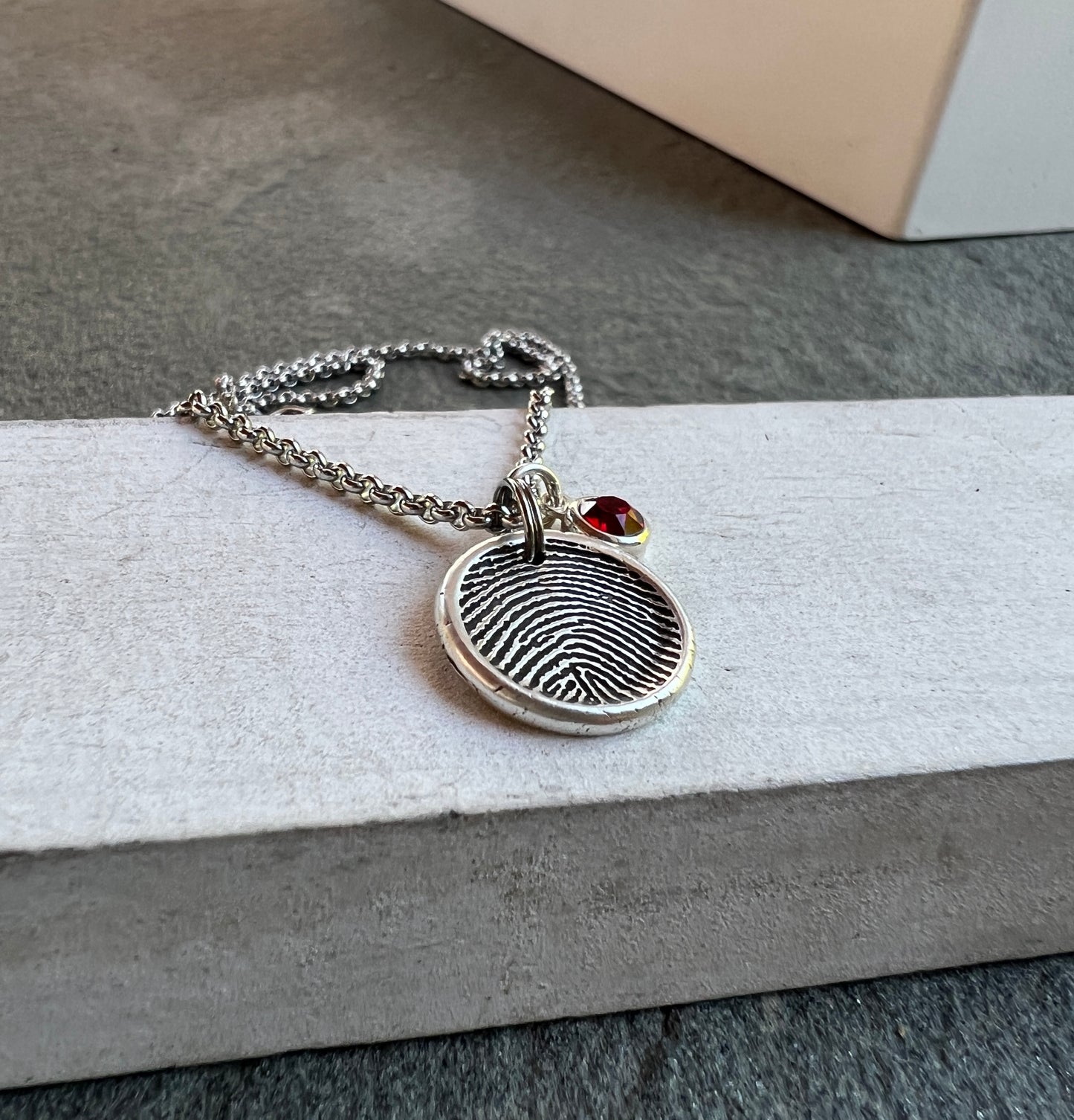 Fingerprint Charm, Engraved in Solid Silver