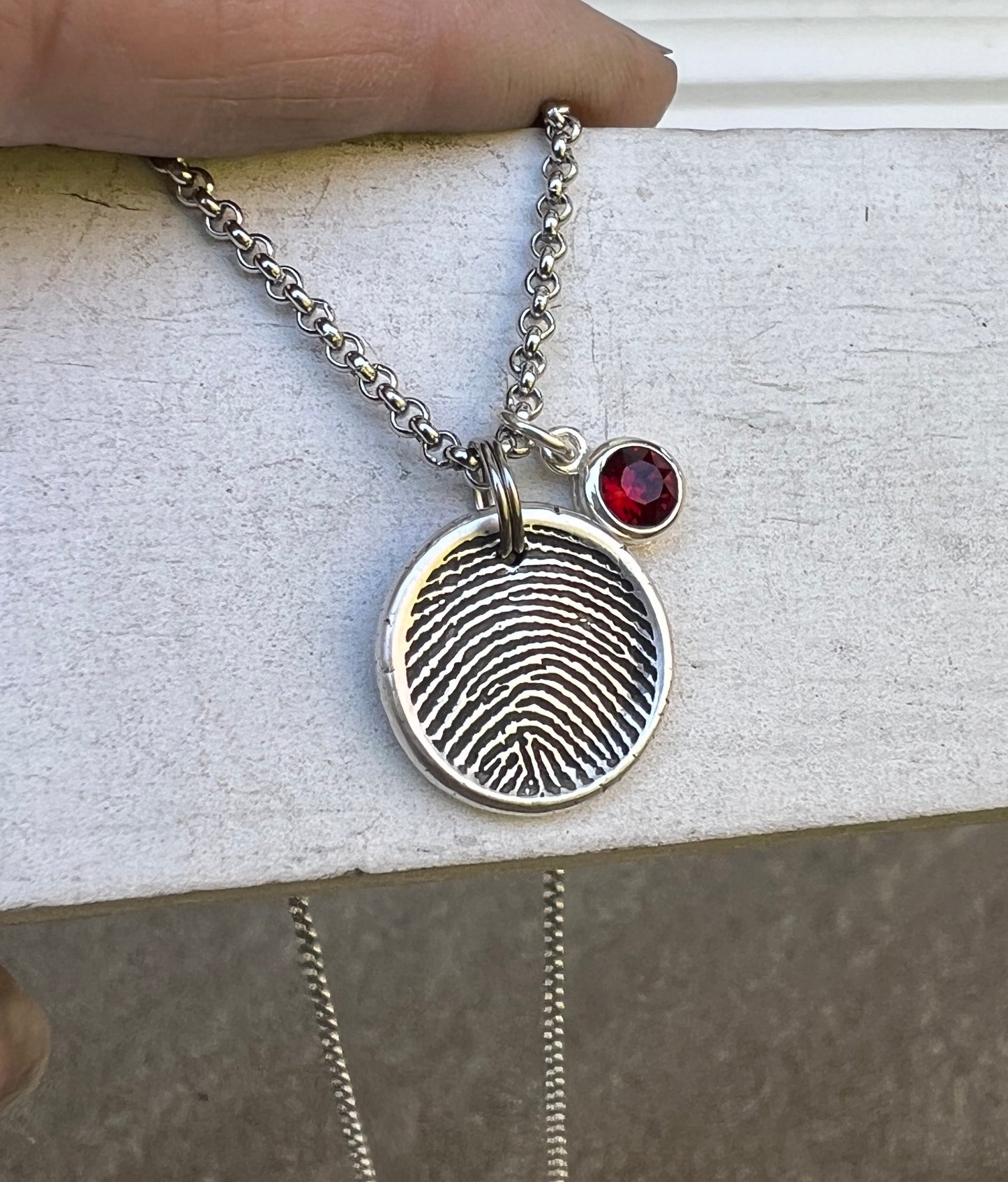 Fingerprint Charm, Engraved in Solid Silver