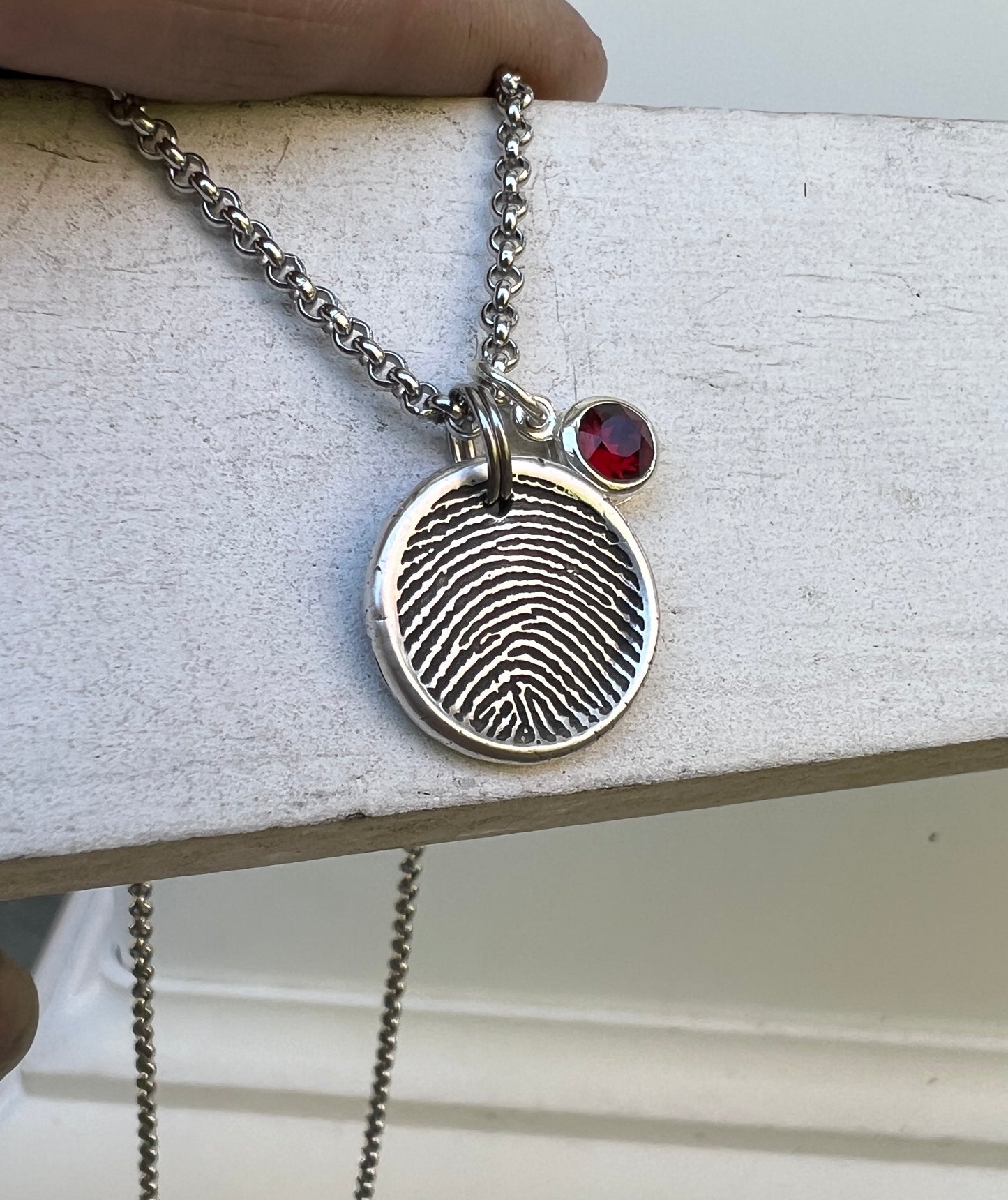 Fingerprint Charm, Engraved in Solid Silver