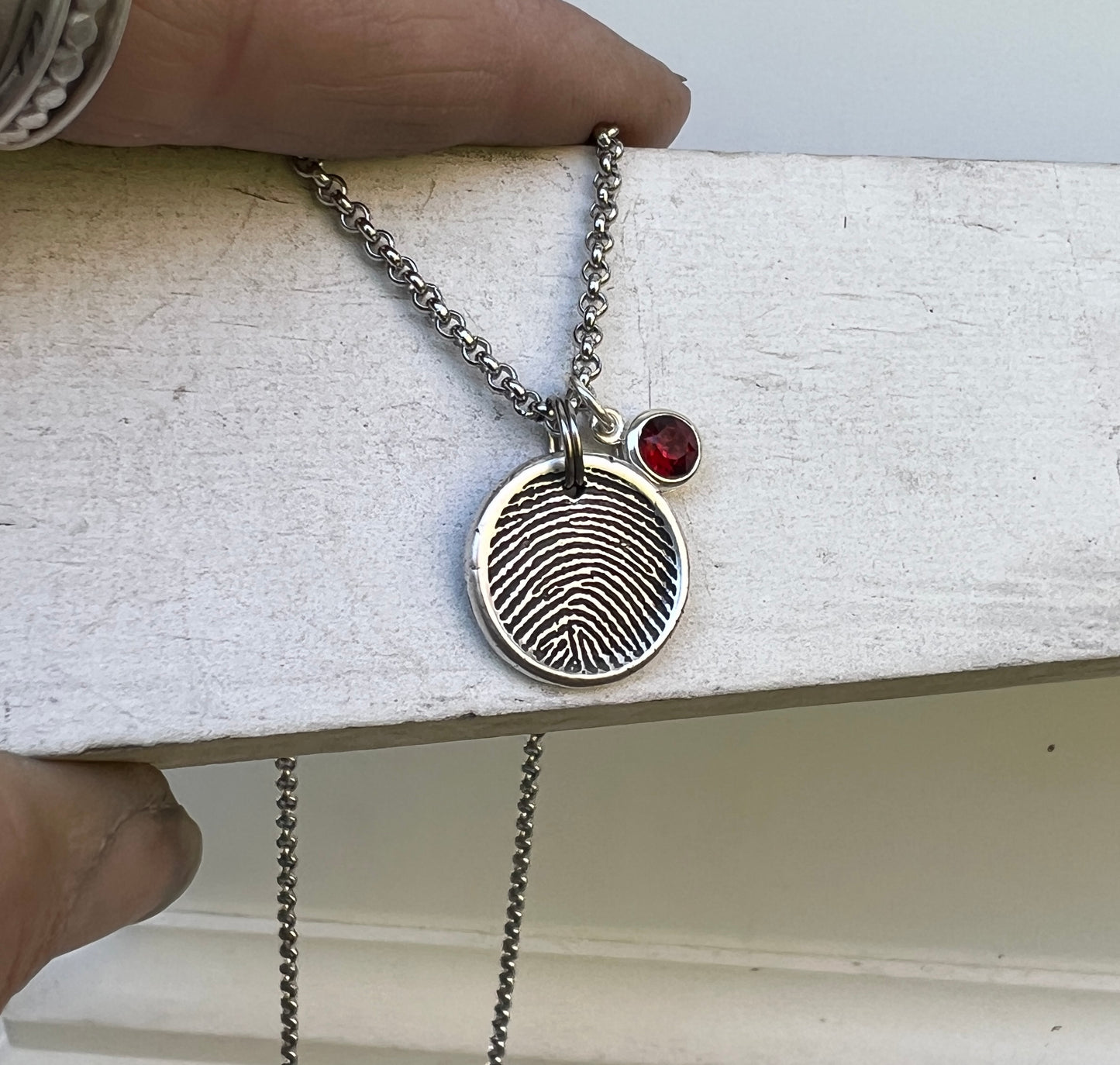 Fingerprint Charm, Engraved in Solid Silver