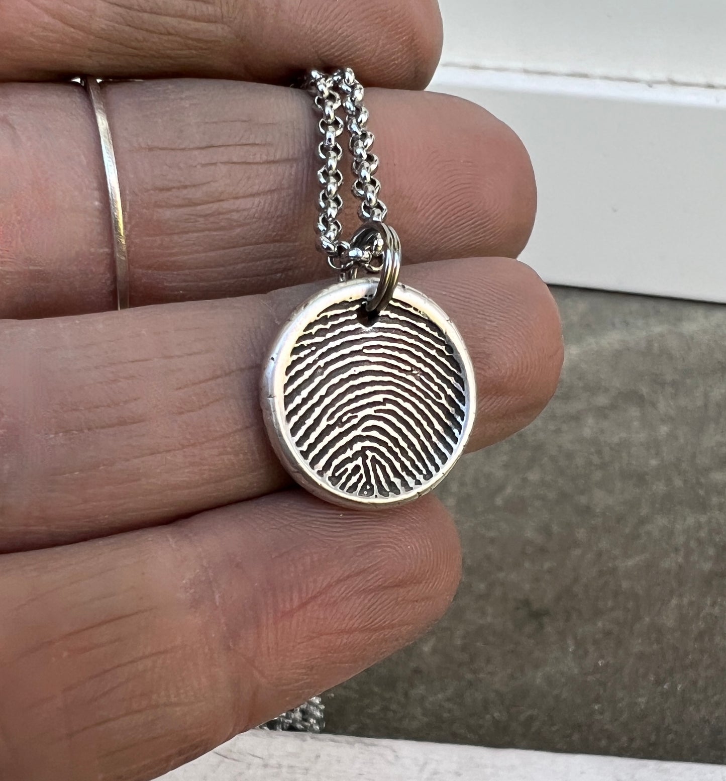 Fingerprint Charm, Engraved in Solid Silver