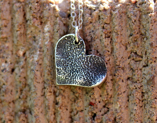 Dog Paw Print Heart Necklace in Sterling Silver