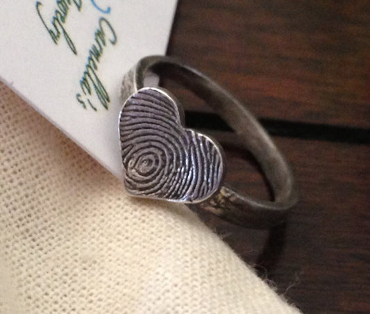 Heart Shaped Fingerprint Ring