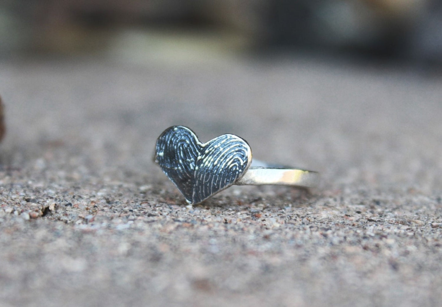 Two Fingerprint Heart Ring