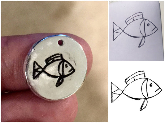 Your Child's Drawing Charm in Sterling Silver