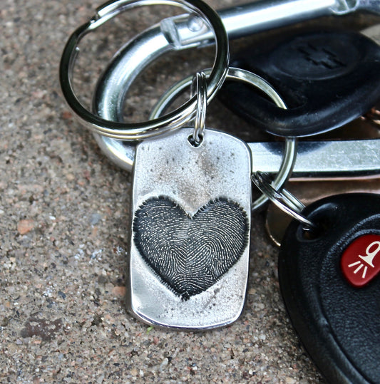 Two Fingerprints form a Heart Keychain