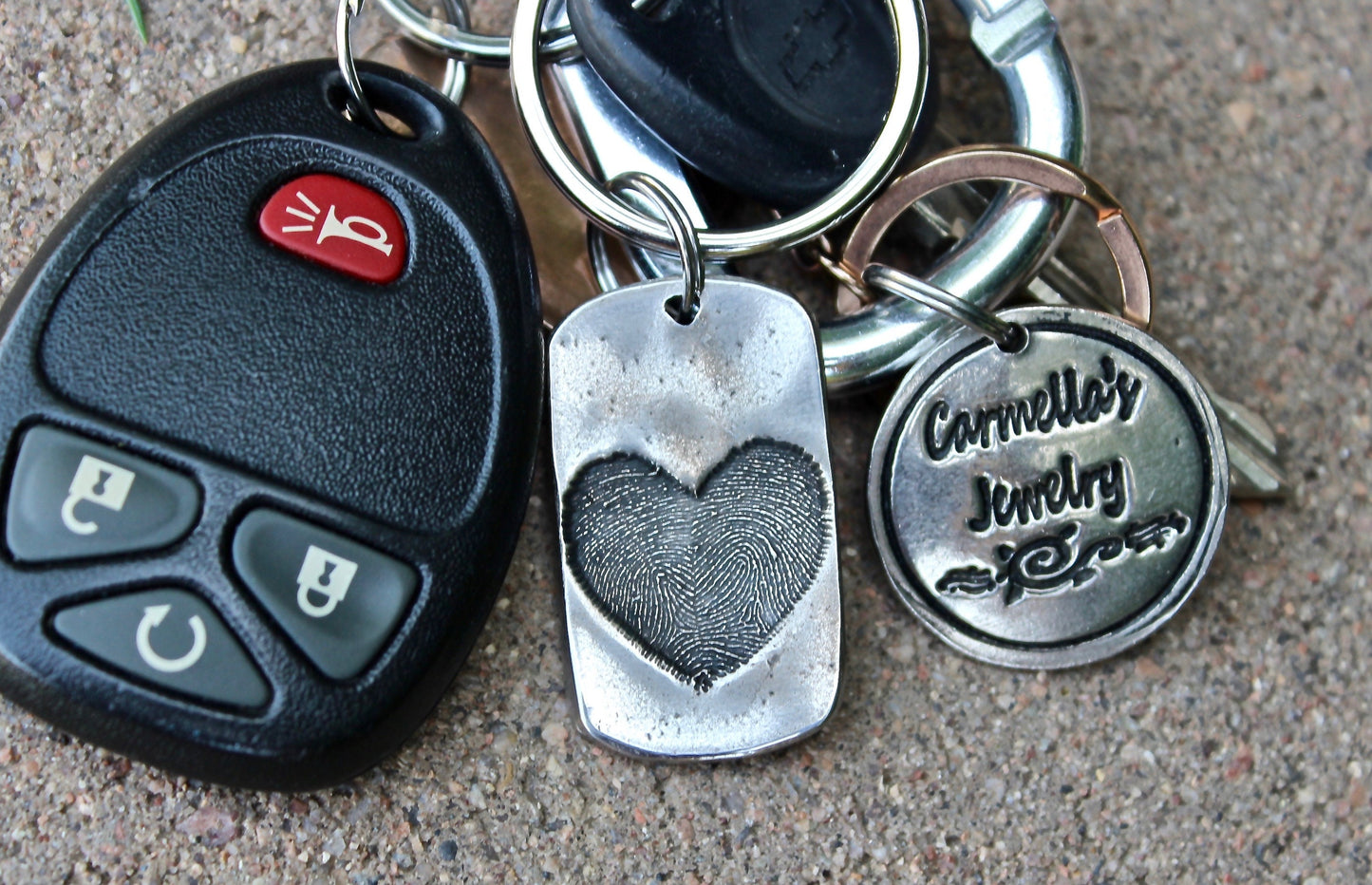 Two Fingerprints form a Heart Keychain