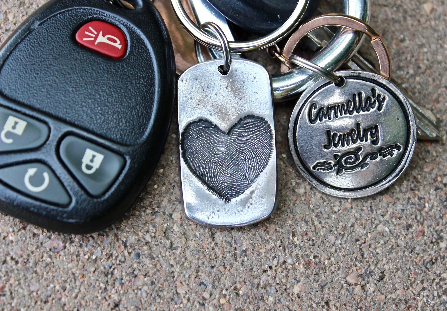 Two Fingerprints form a Heart Keychain