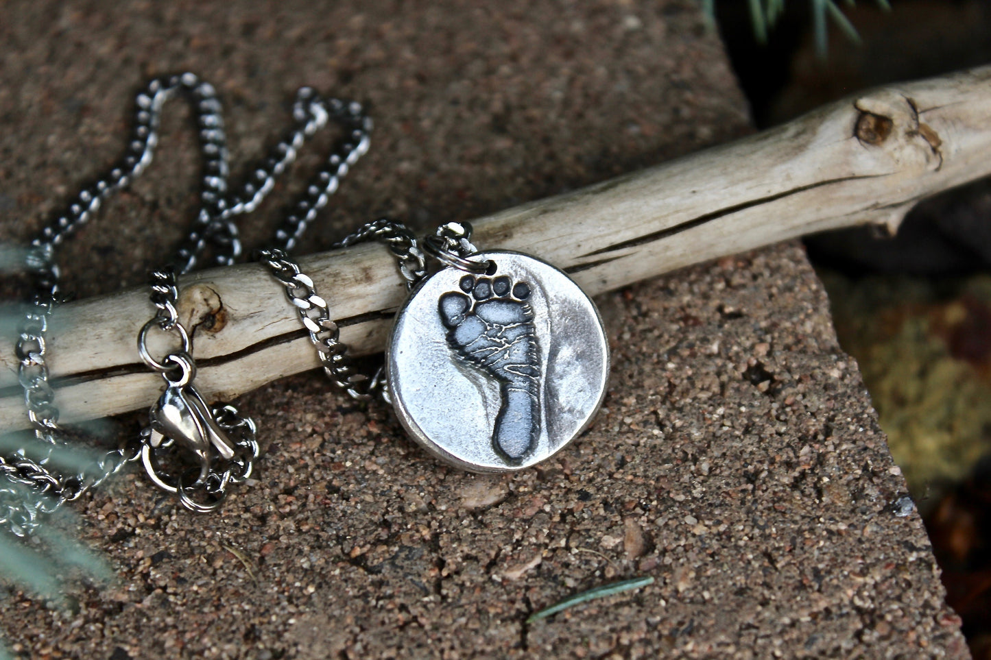 Footprint Charm in Sterling Silver