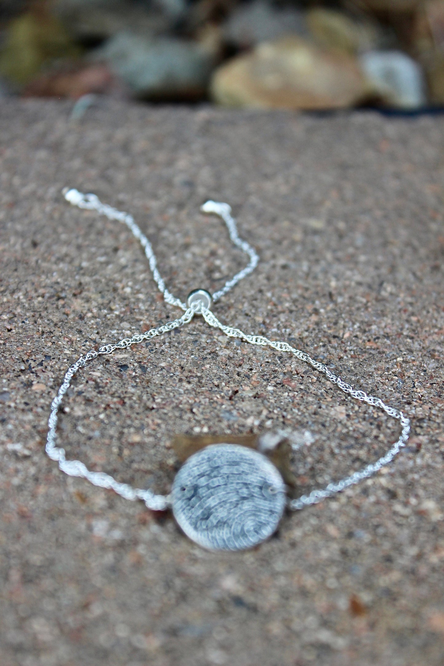 Adjustable Sterling Silver Fingerprint Bracelet