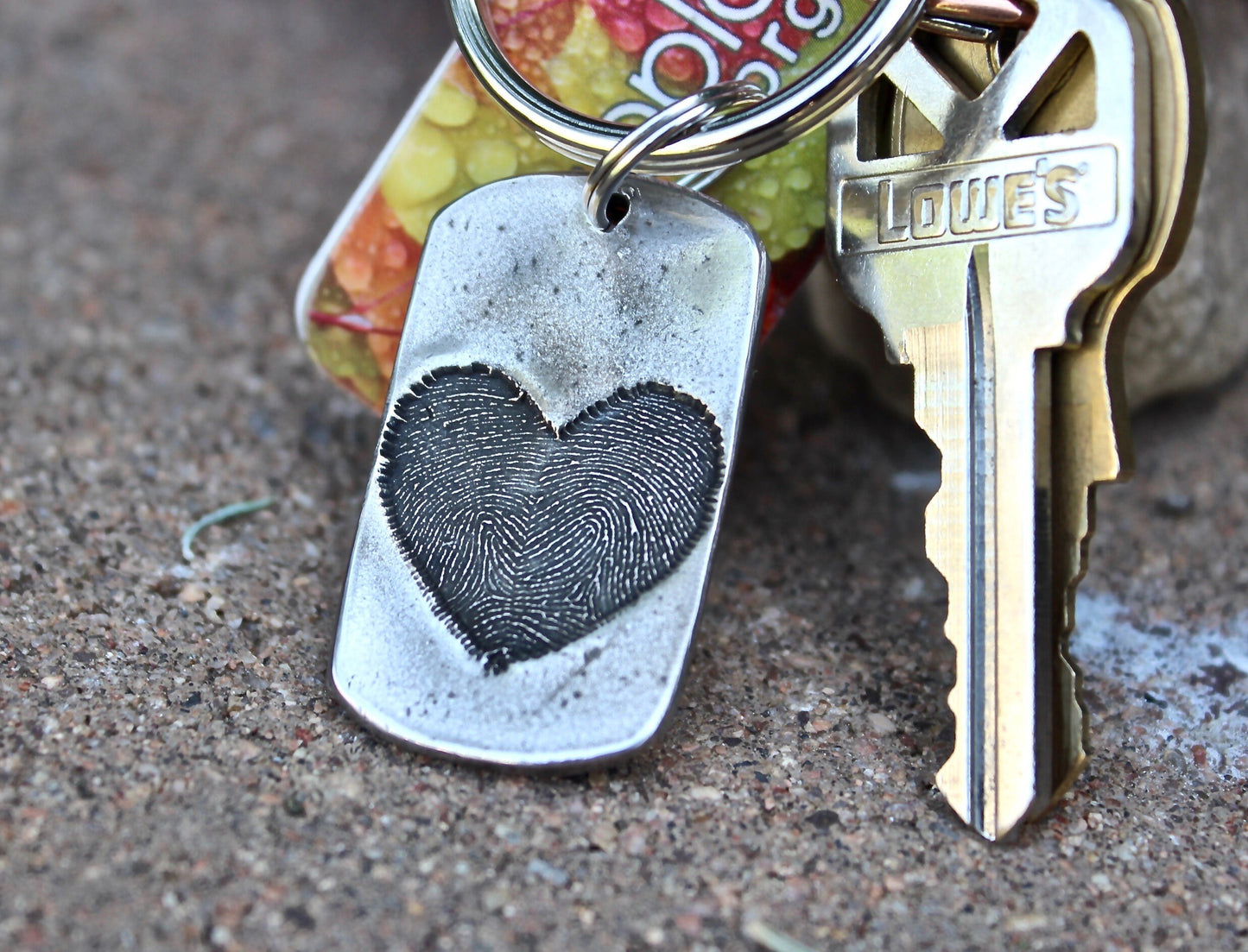 Two Fingerprints form a Heart Keychain
