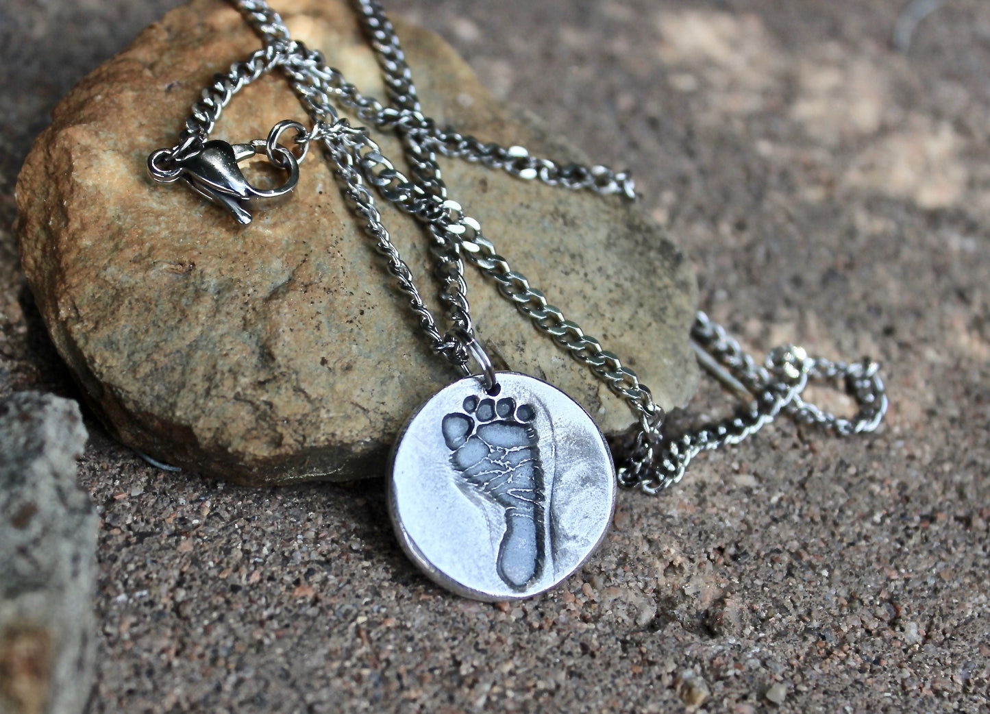 Footprint Charm in Sterling Silver