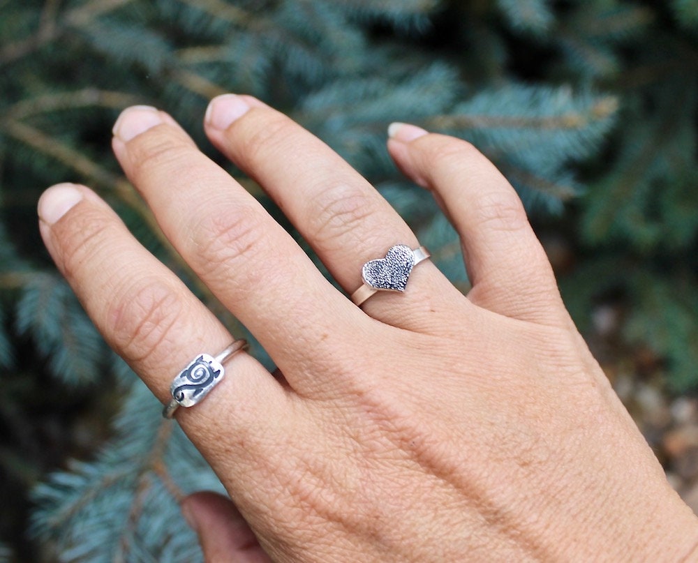 Pawprint Heart Ring in Sterling Silver