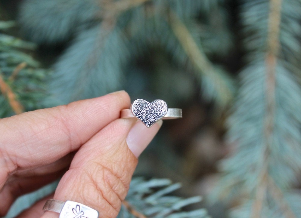 Pawprint Heart Ring in Sterling Silver