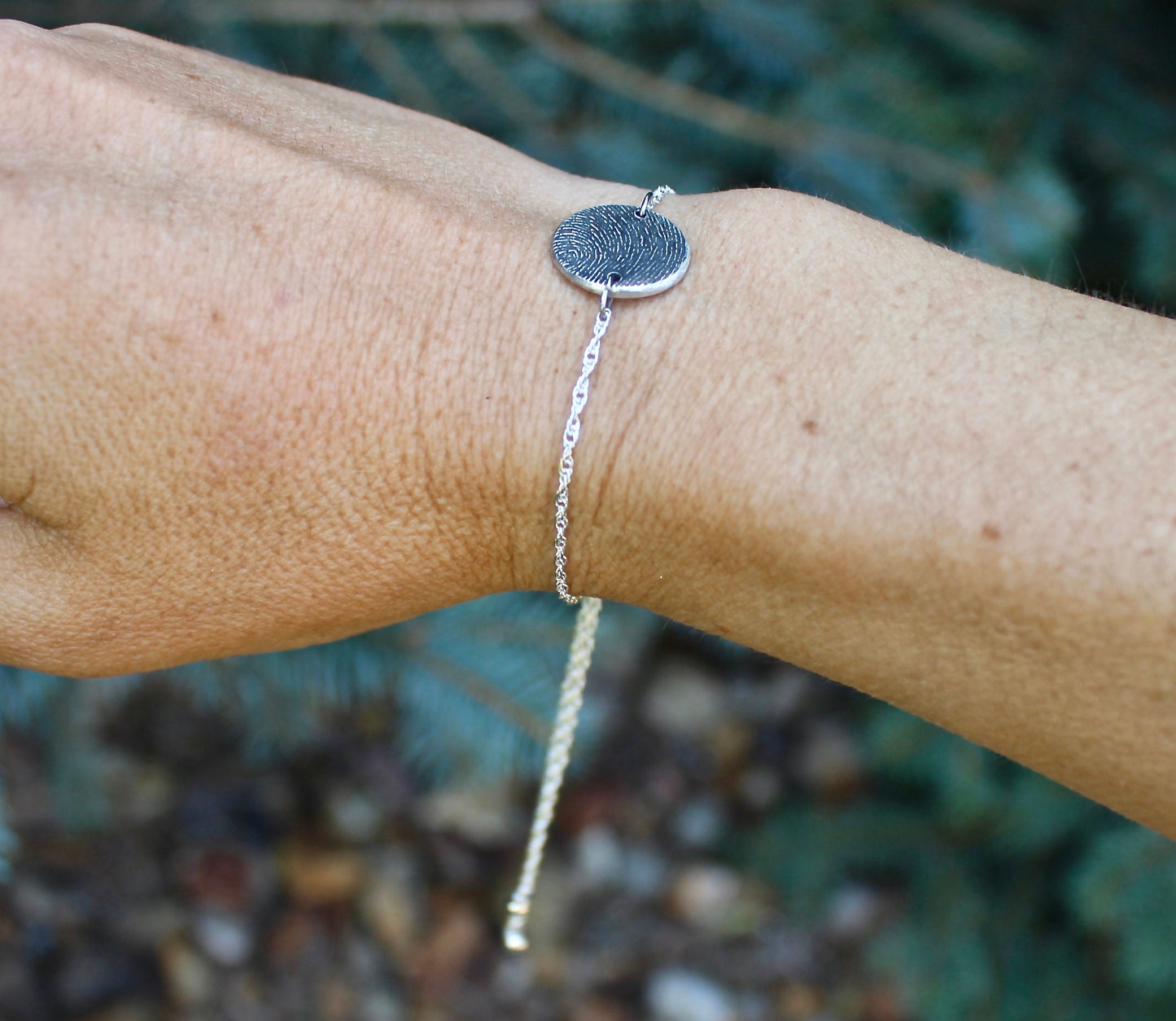 Adjustable Sterling Silver Fingerprint Bracelet