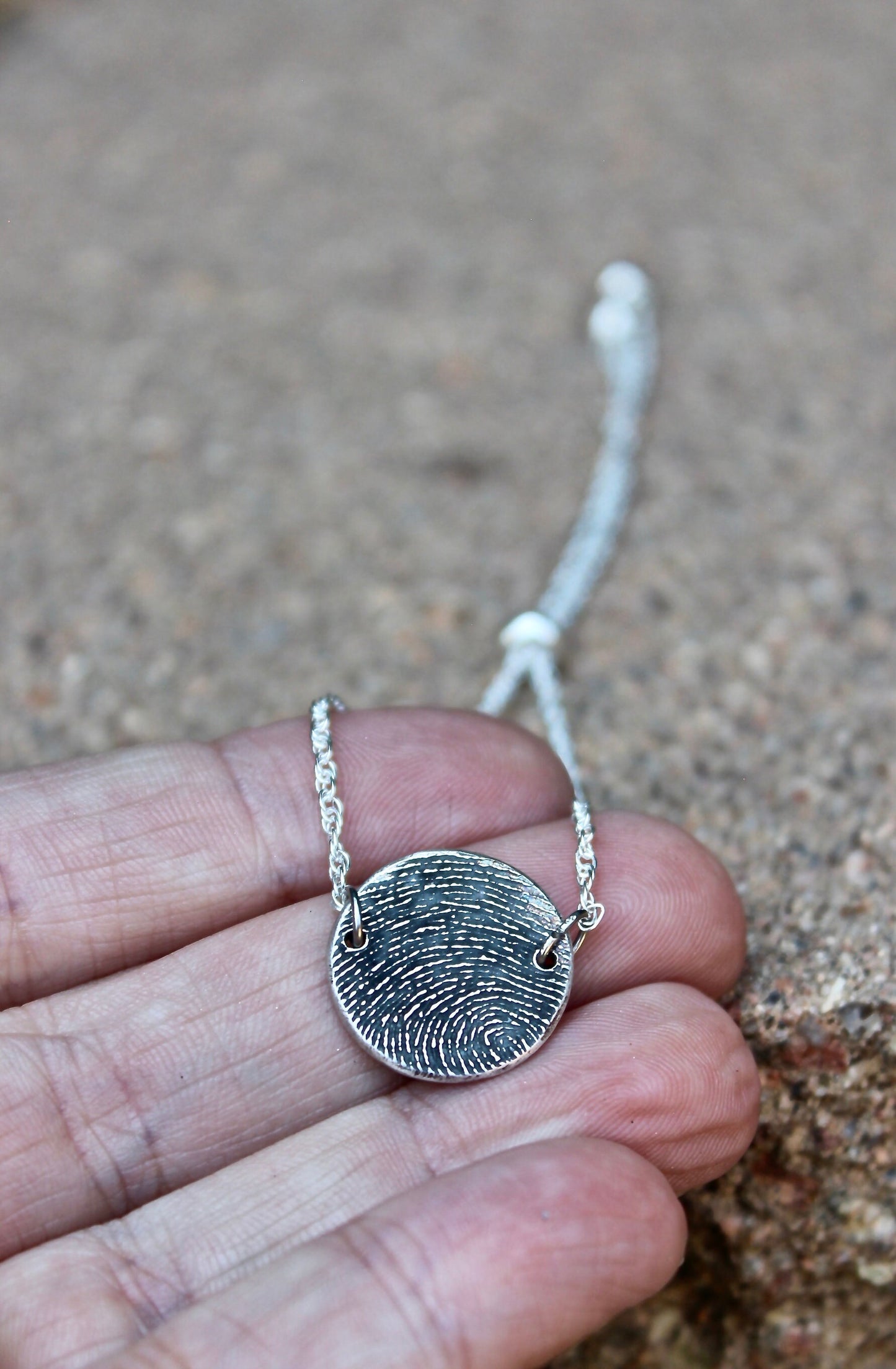 Adjustable Sterling Silver Fingerprint Bracelet