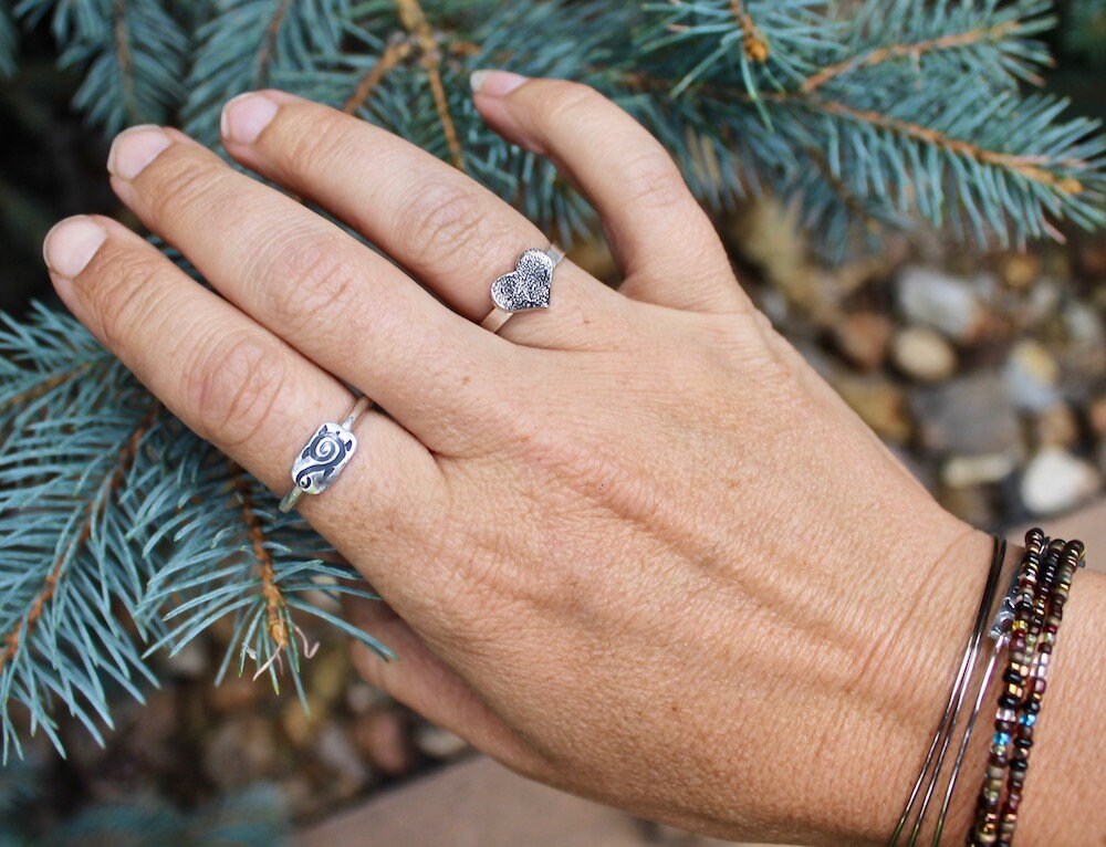 Pawprint Heart Ring in Sterling Silver