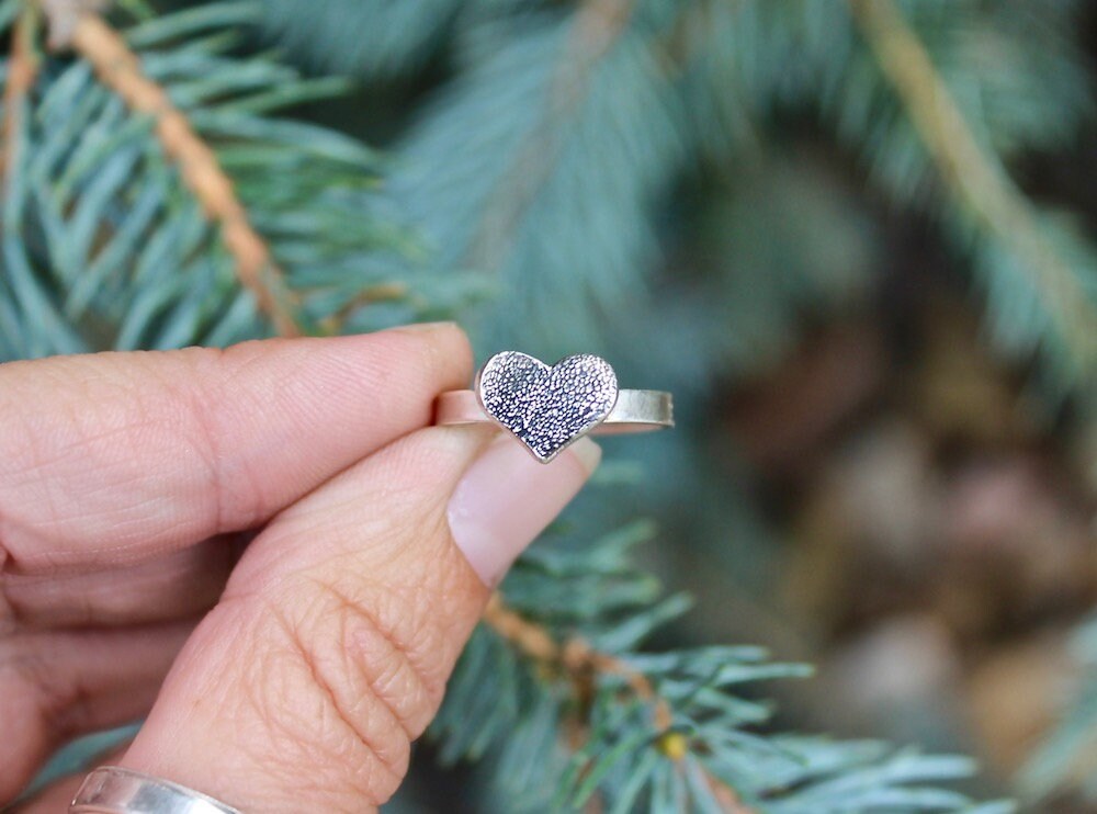 Pawprint Heart Ring in Sterling Silver
