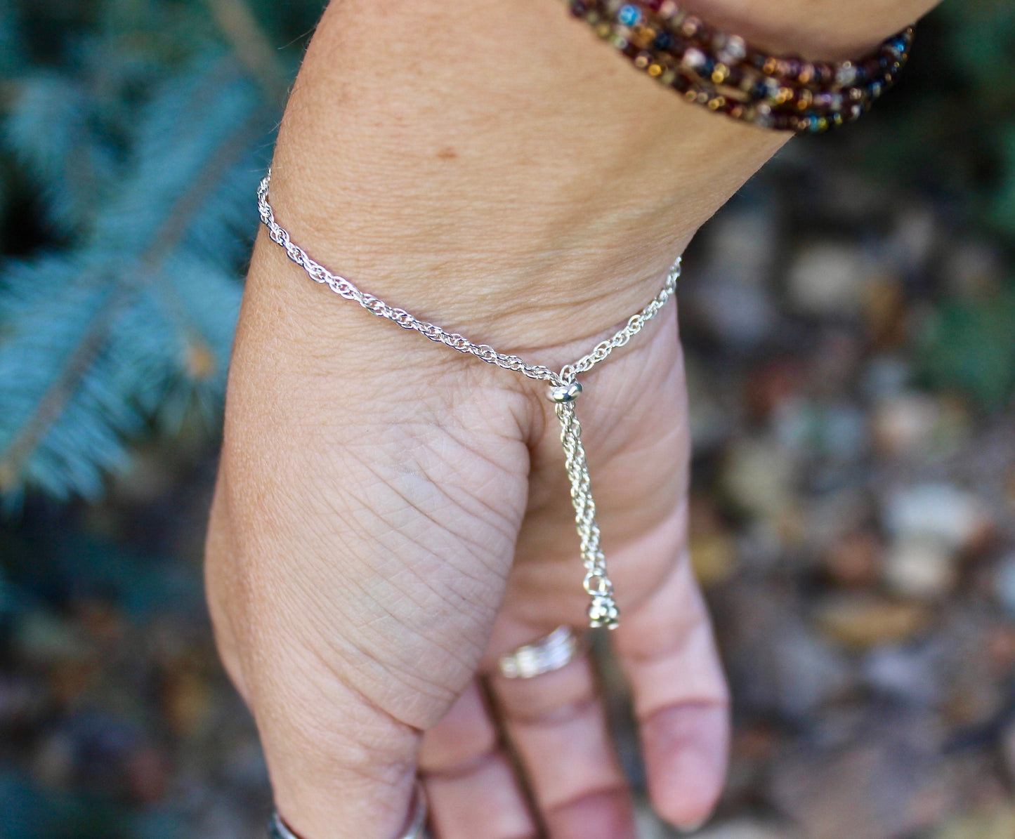 Actual Portion of Dog's Paw Print in Sterling Silver, Adjustable length bracelet